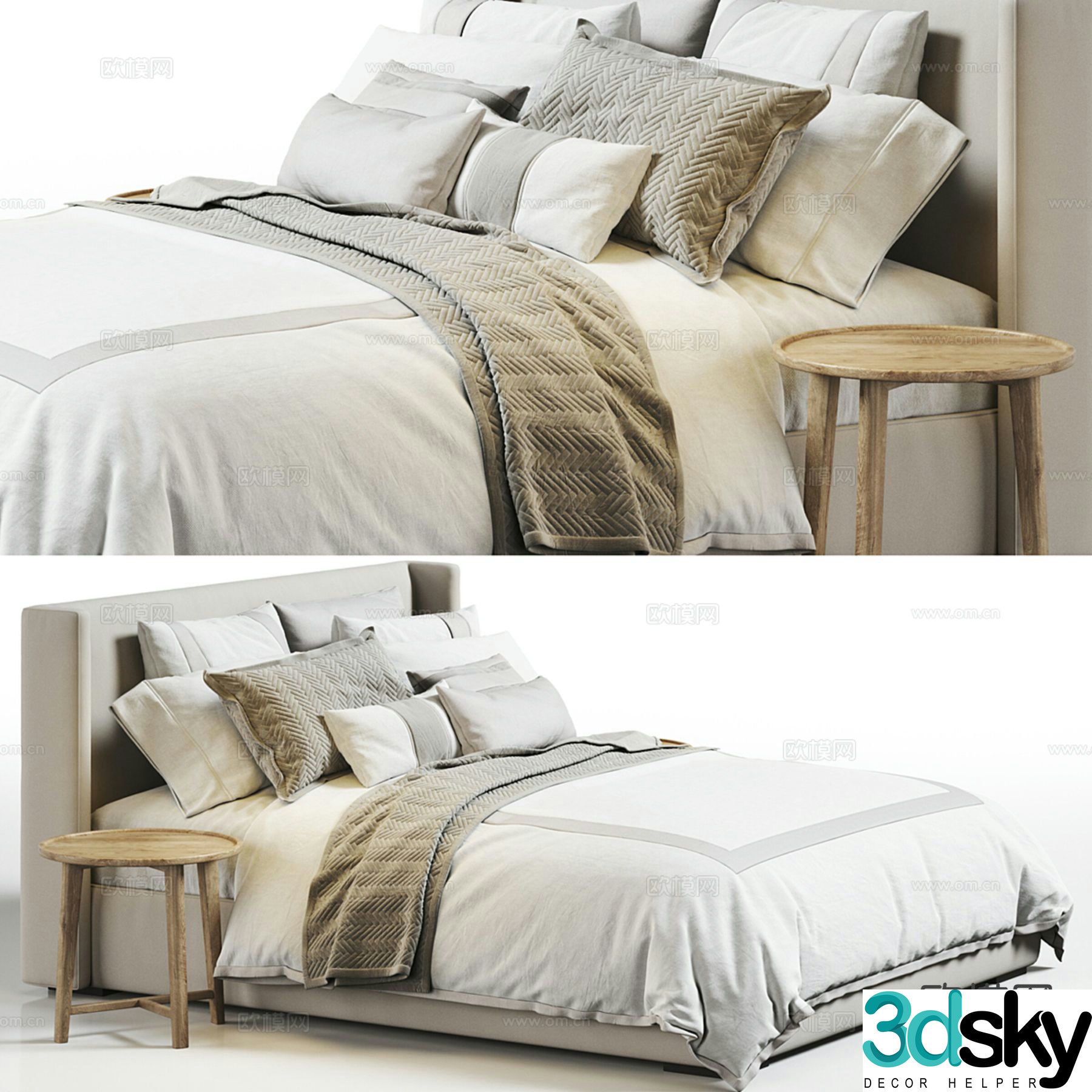 Nordic double bed 3d model