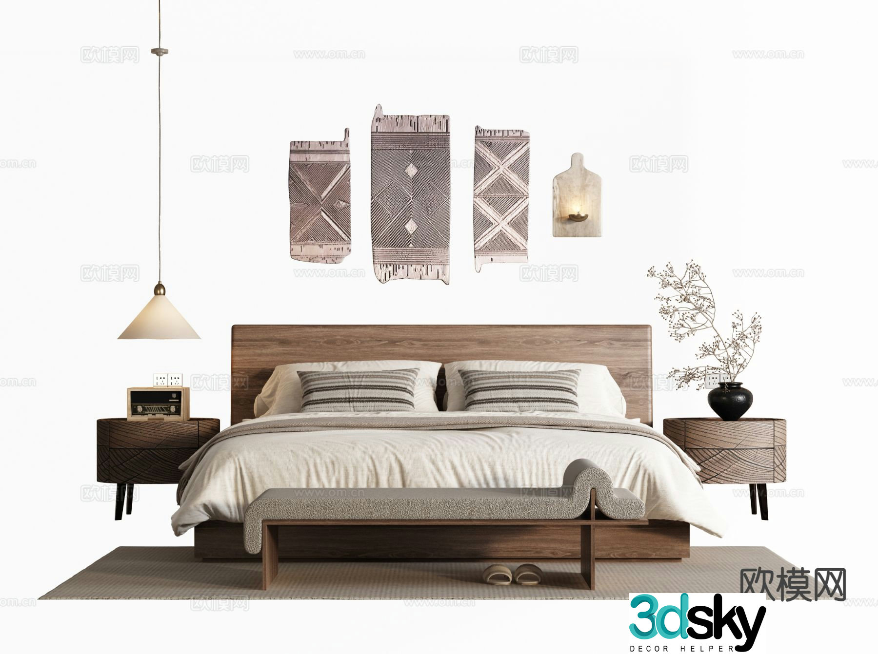Medieval style double bed 3d model
