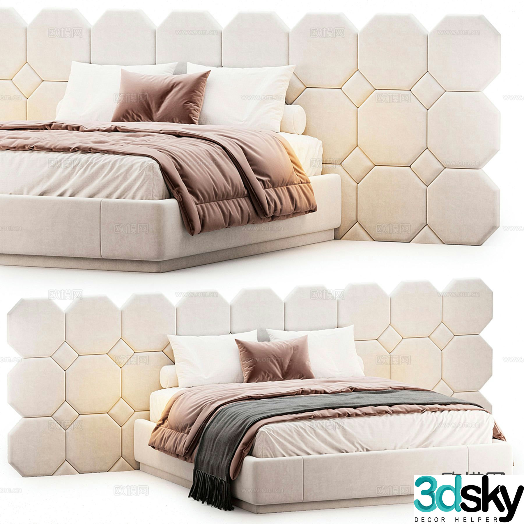 Modern double bed 3d model