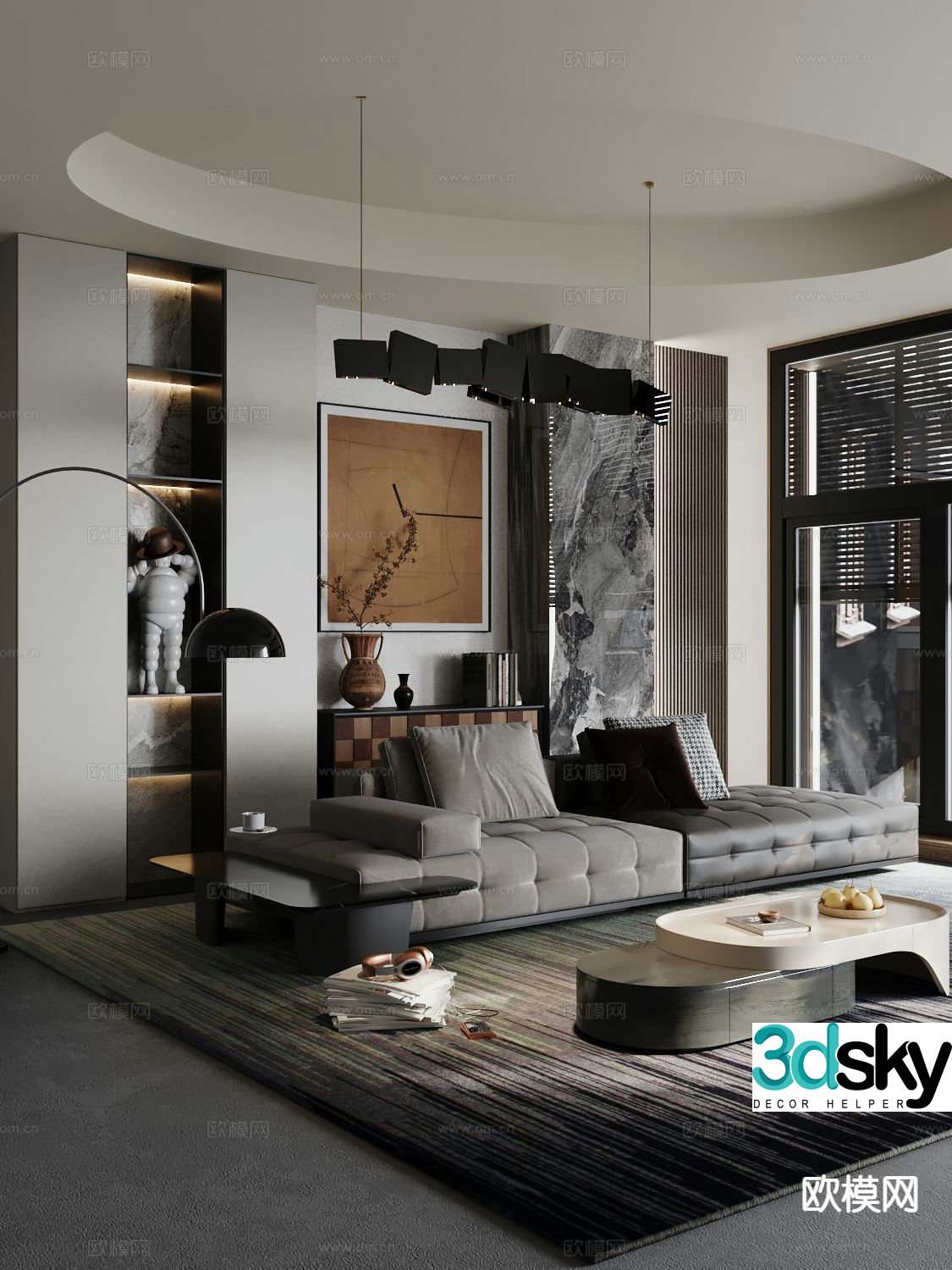 Double sofa upholstered sofa 3d model