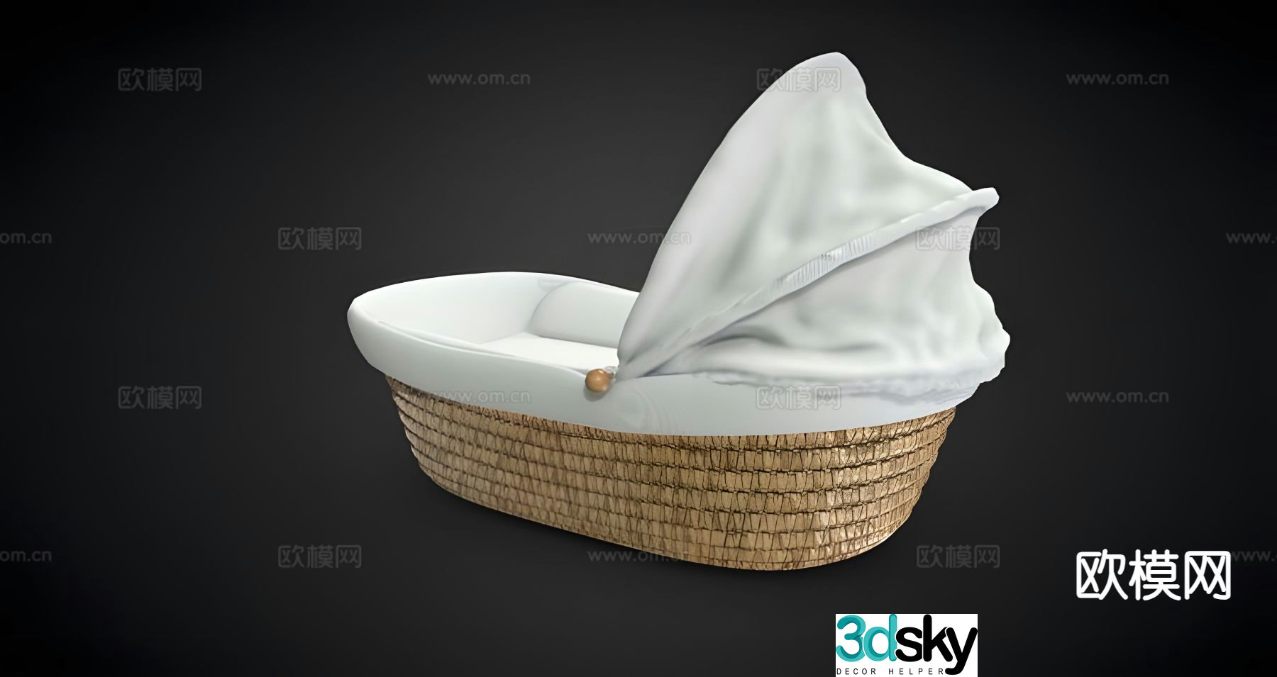 crib baby basket baby cradle 3d model