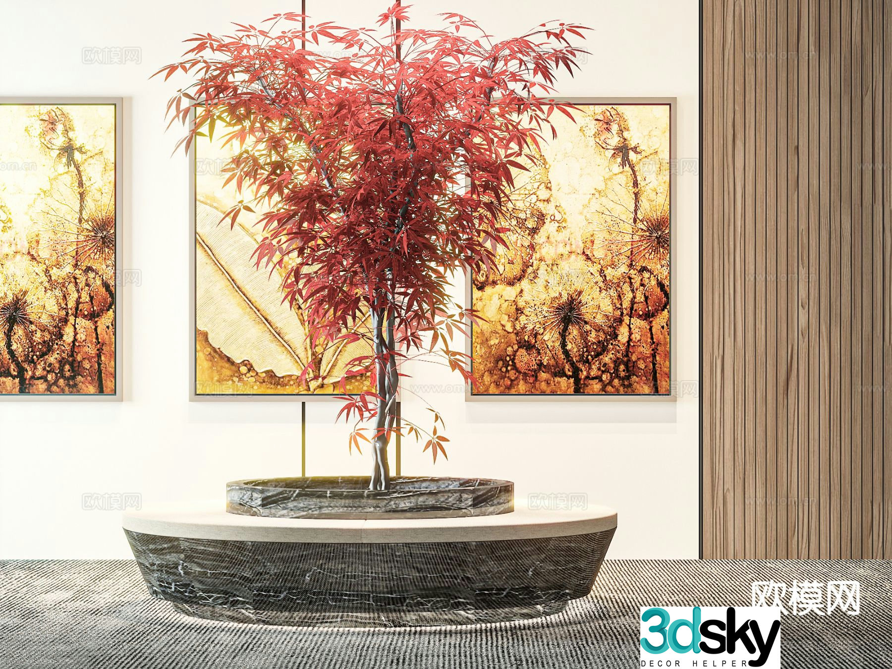 Modern interior landscaping 3d model