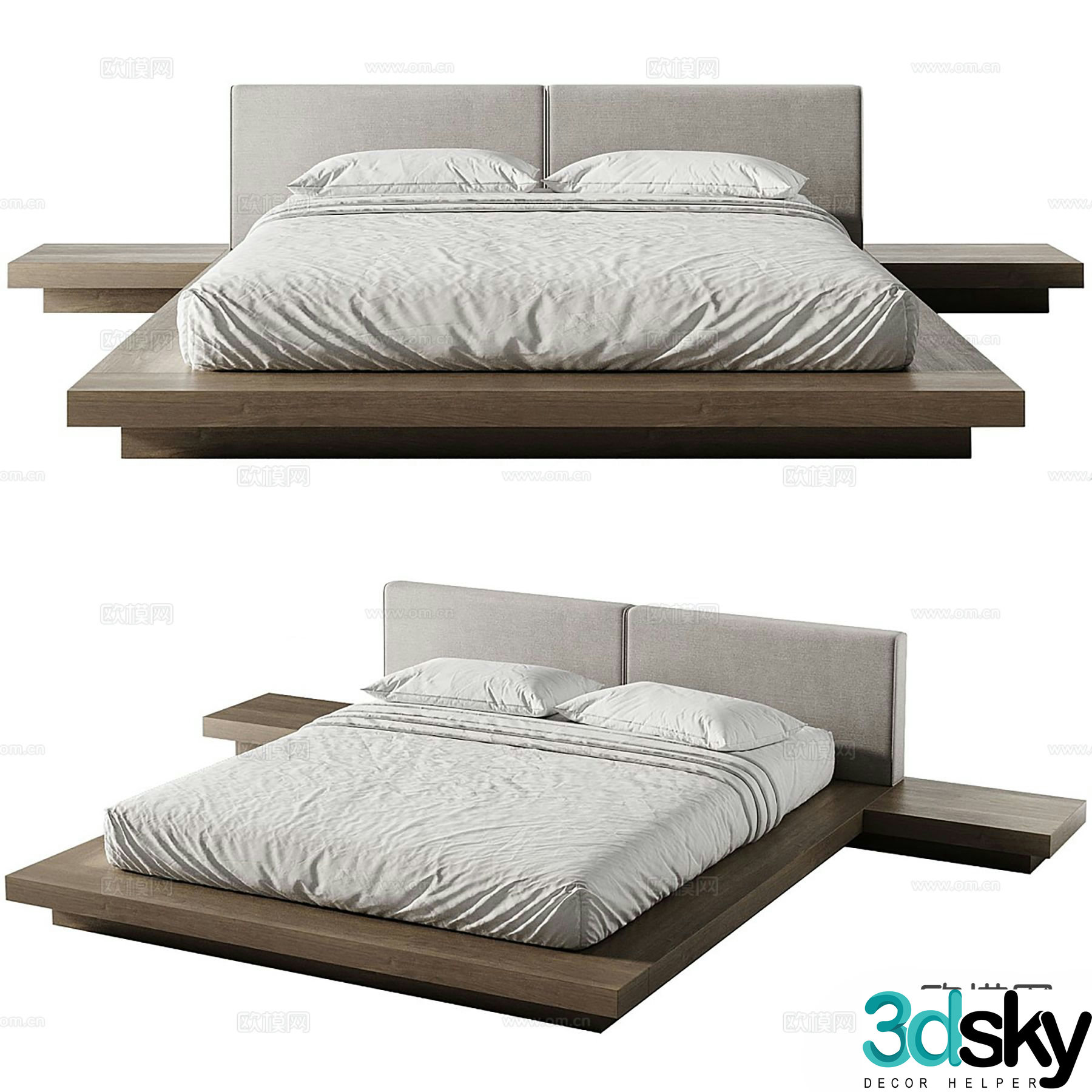 Modern double bed 3d model