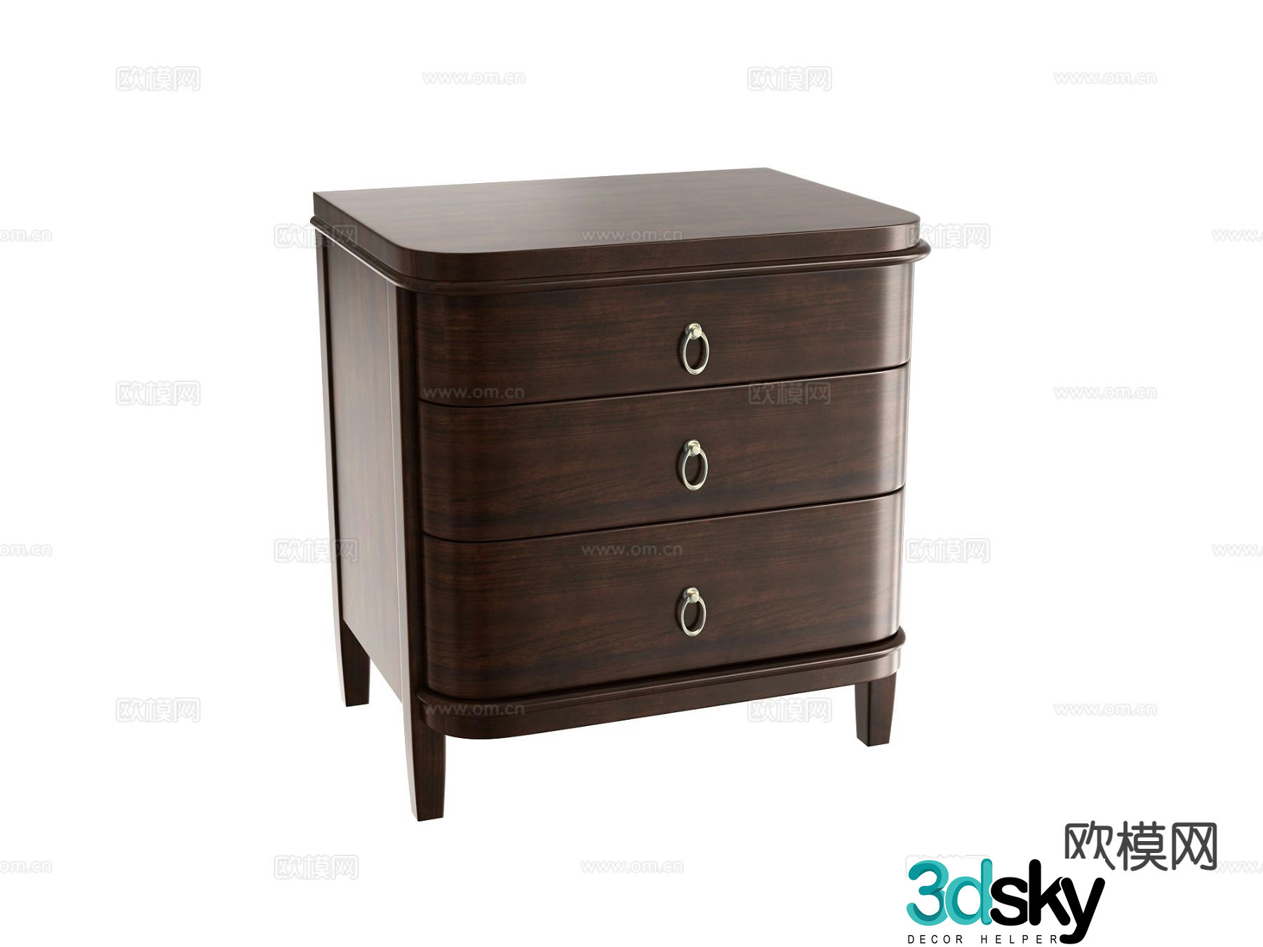 American bedside table 3d model