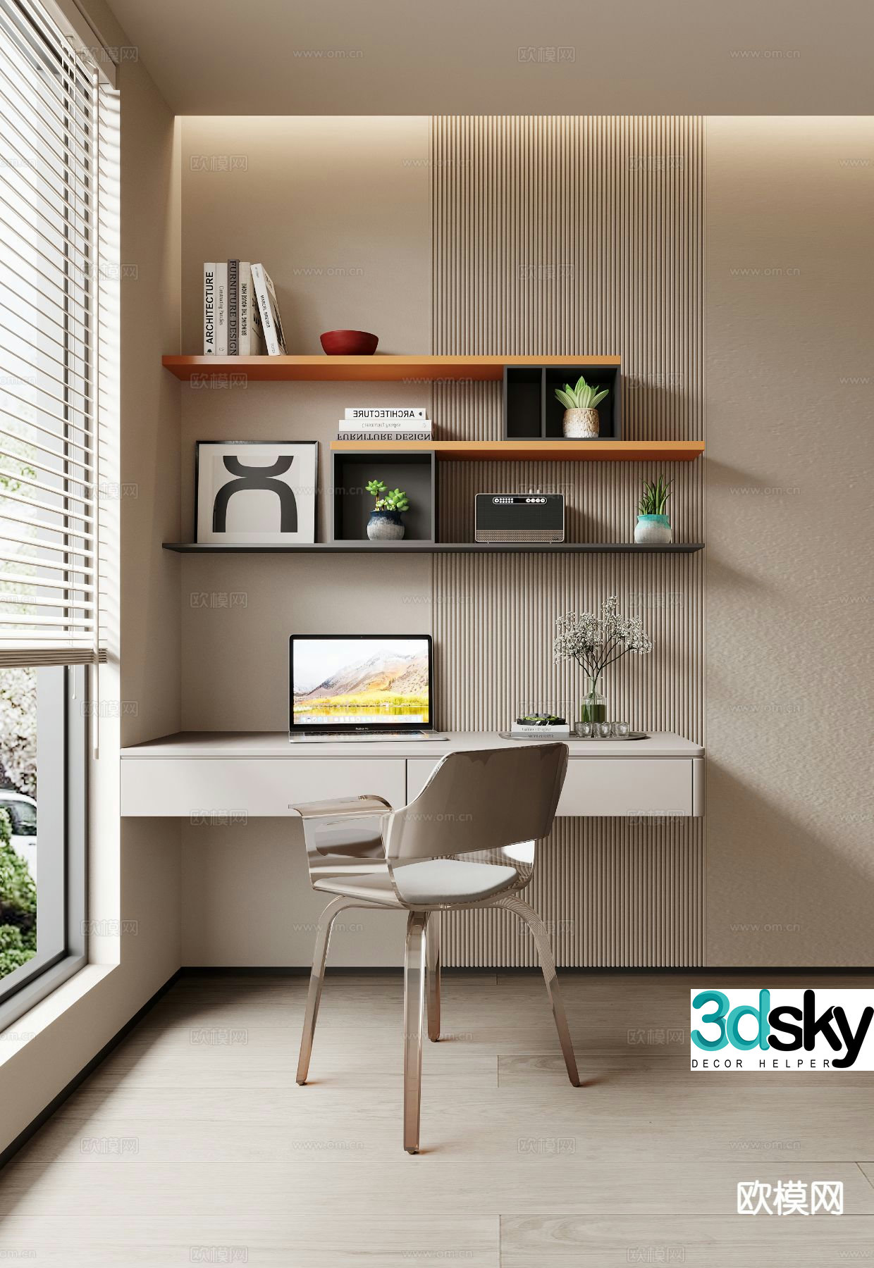 modern desk writing desk 3d model