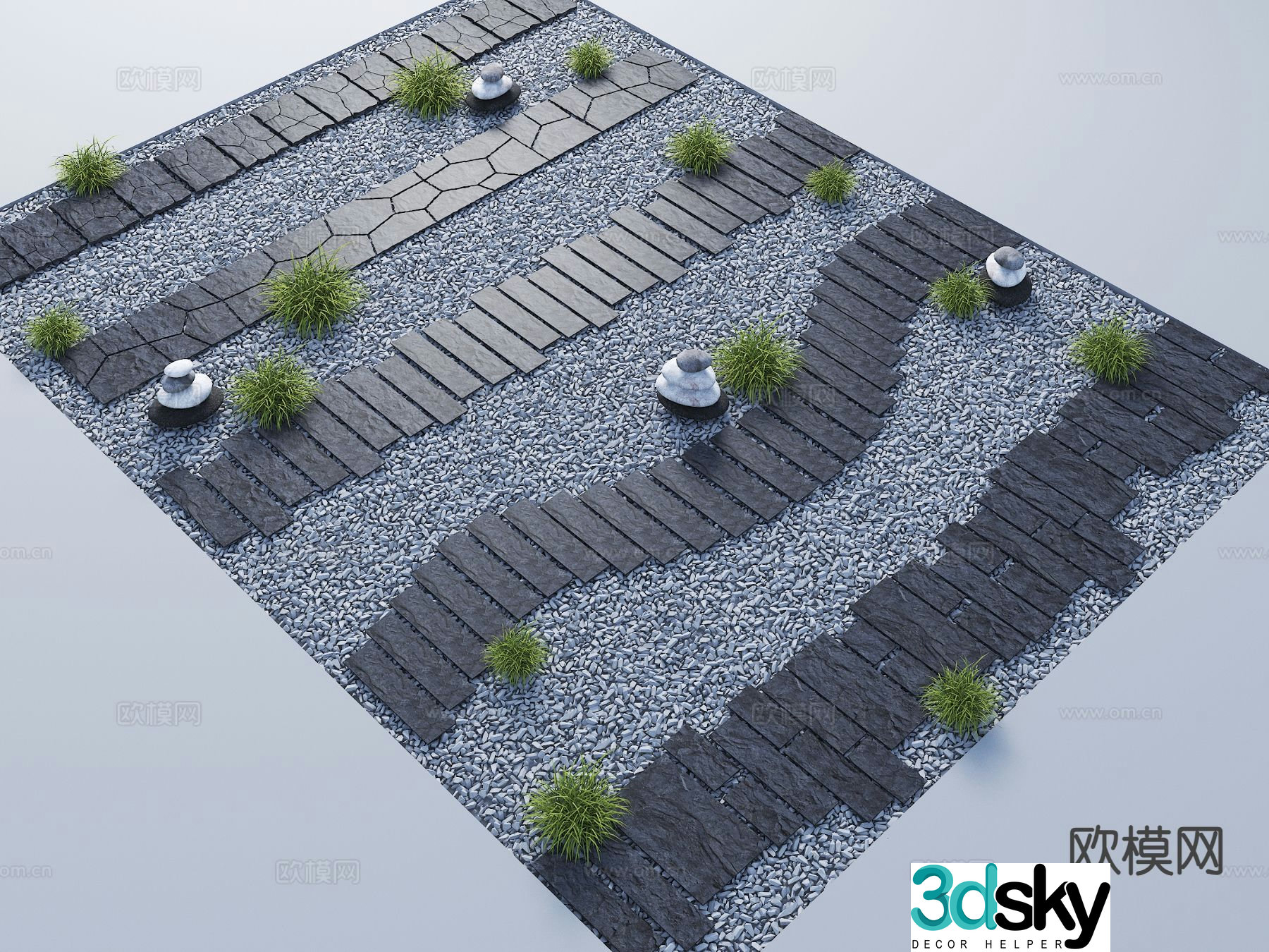 Tingbu sketch stone road bluestone 3D model