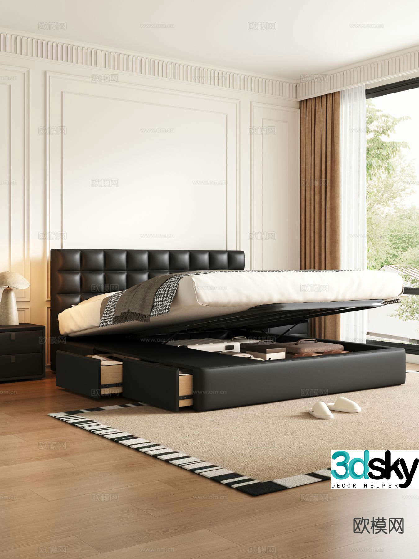 Italian double bed 3d model