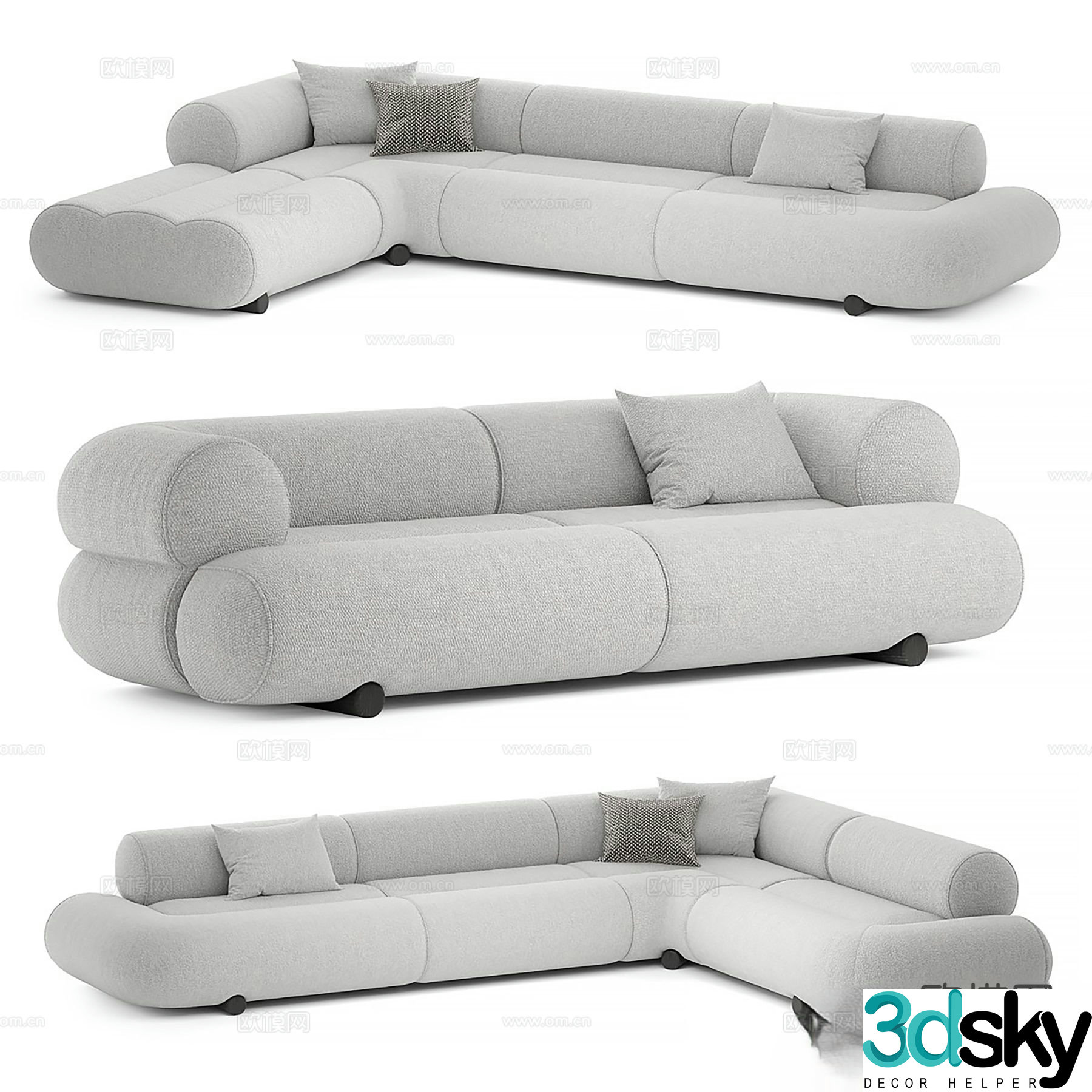 bilya double sofa corner sofa 3d model