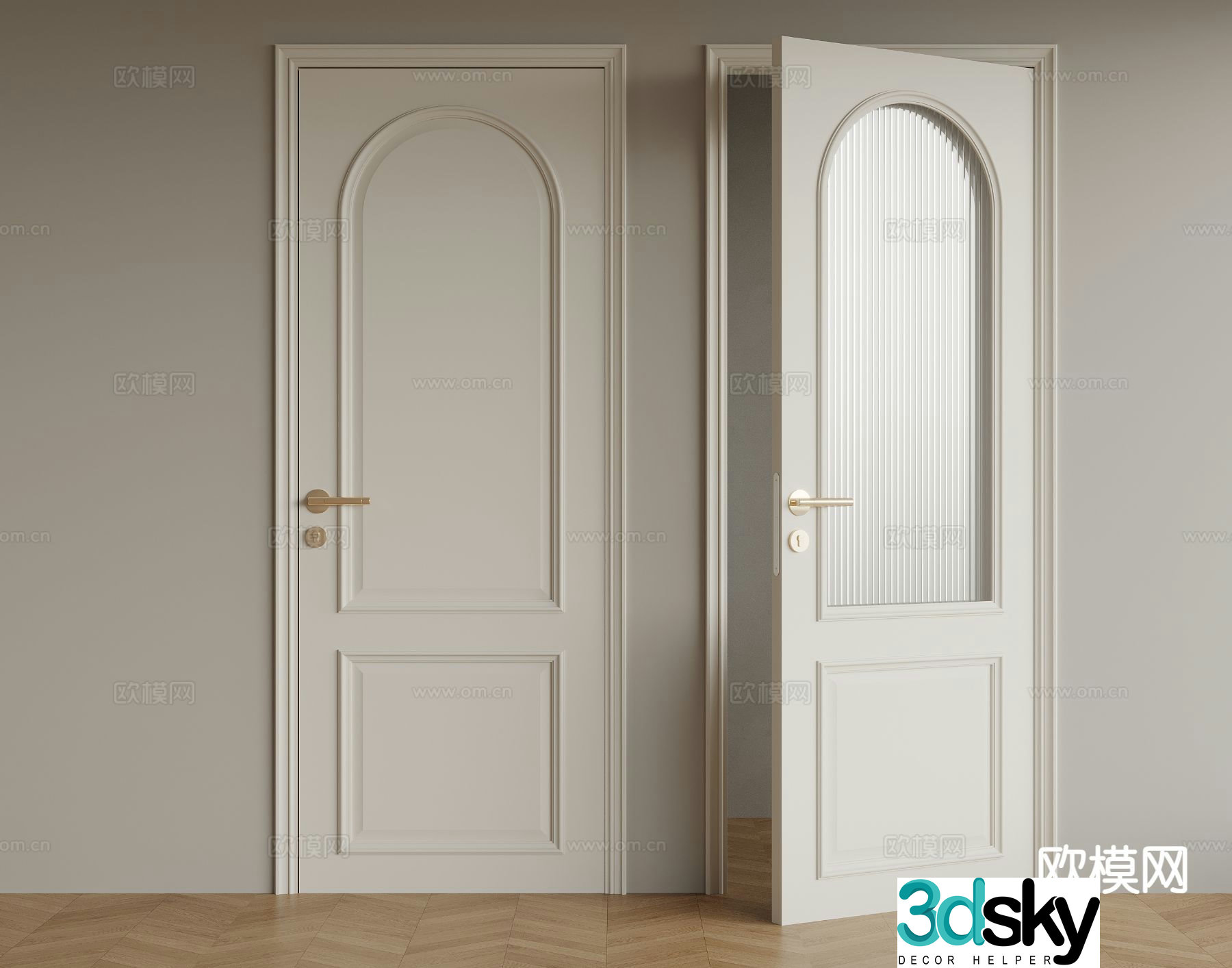 French door single door glass door 3d model