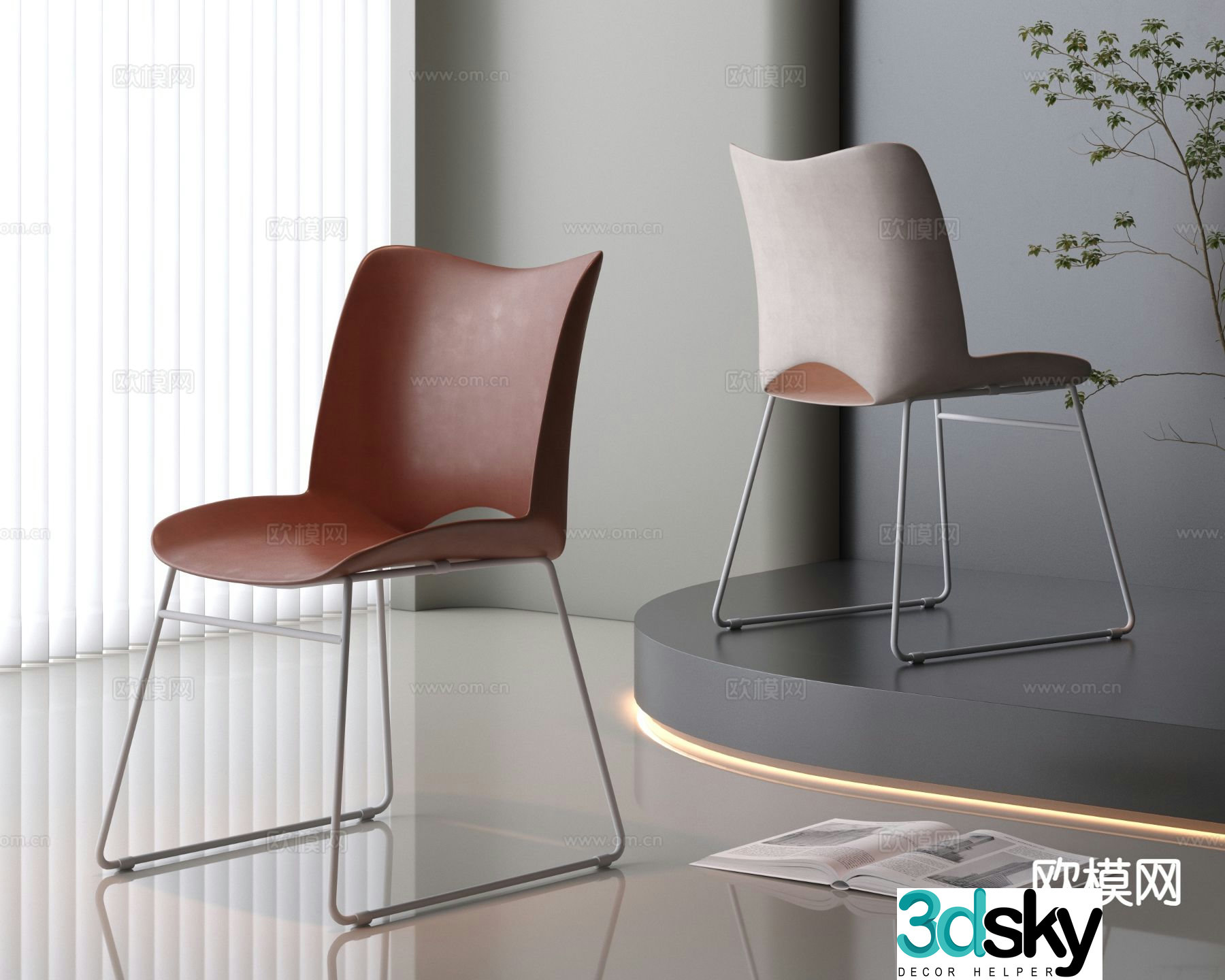 Modern chair dining chair 3d model