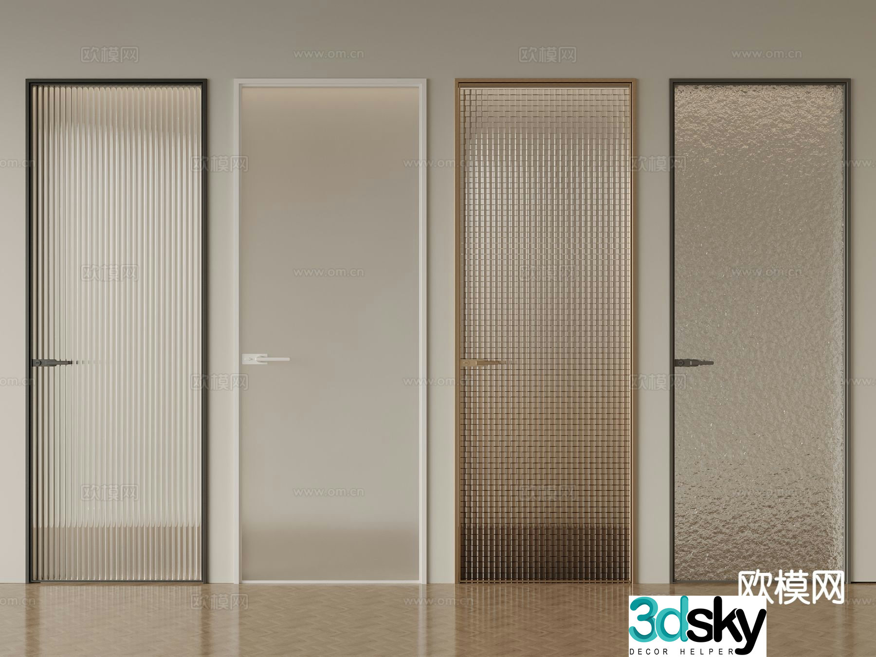 Modern single door bathroom door Changhong glass door 3d model