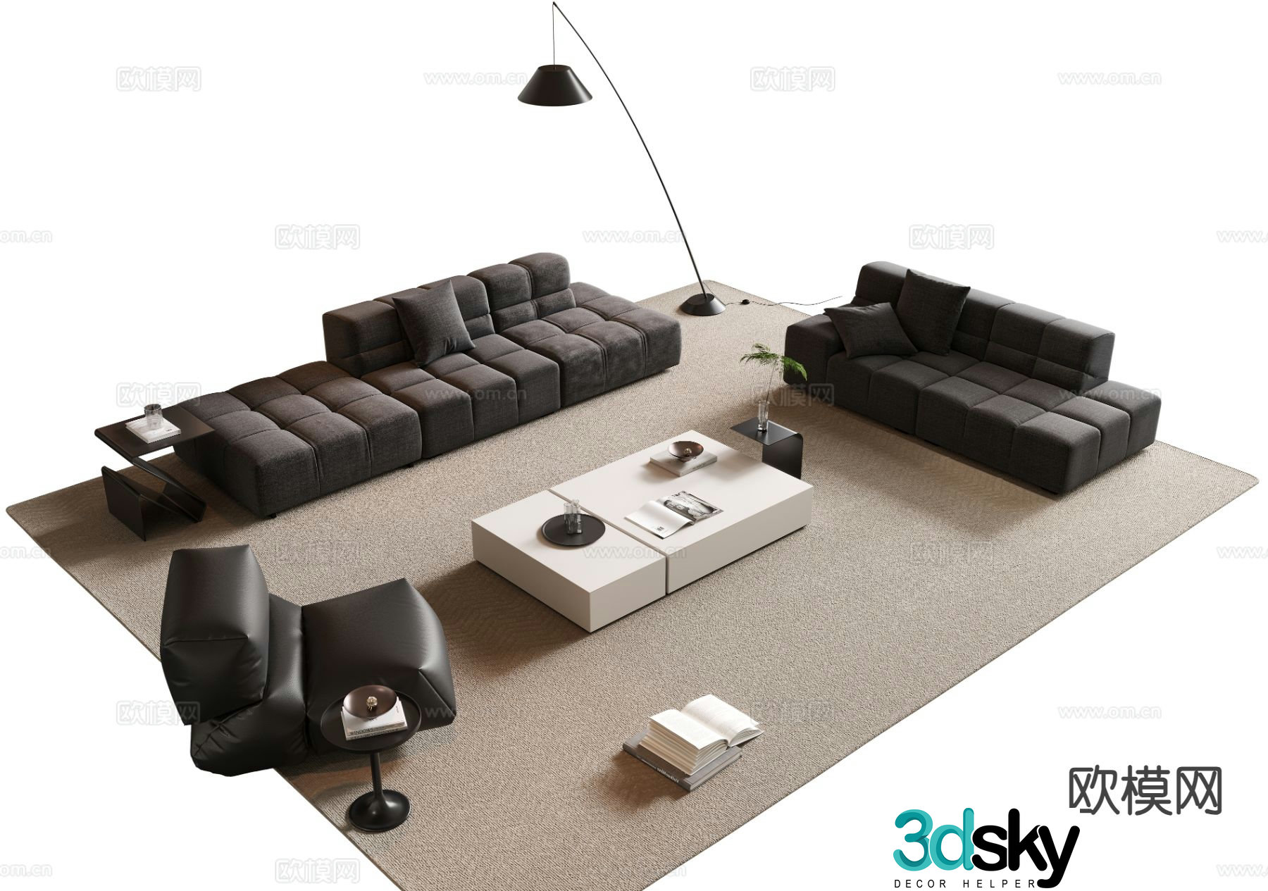 Italian sectional sofa 3d model