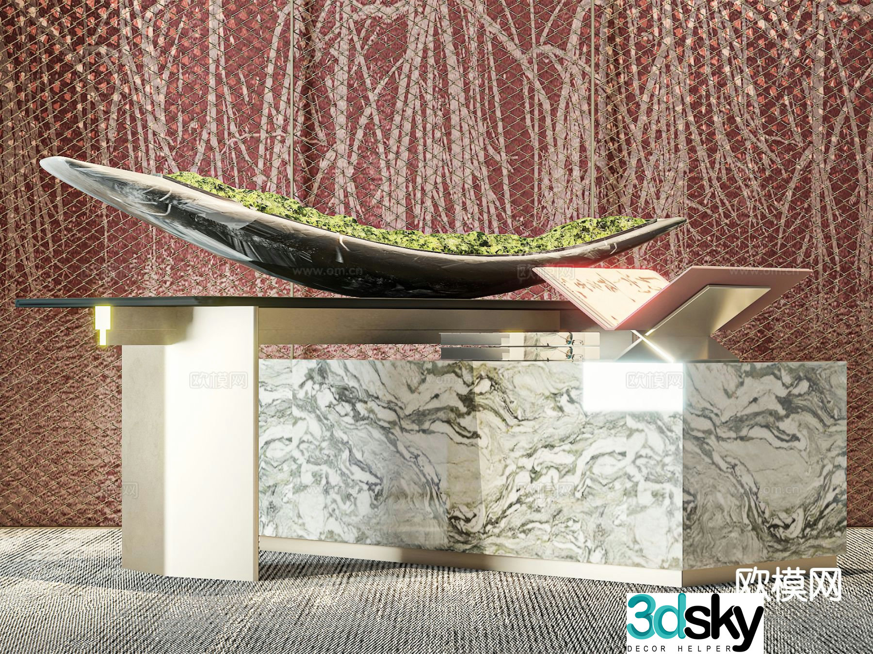 Modern plant small scene 3d model