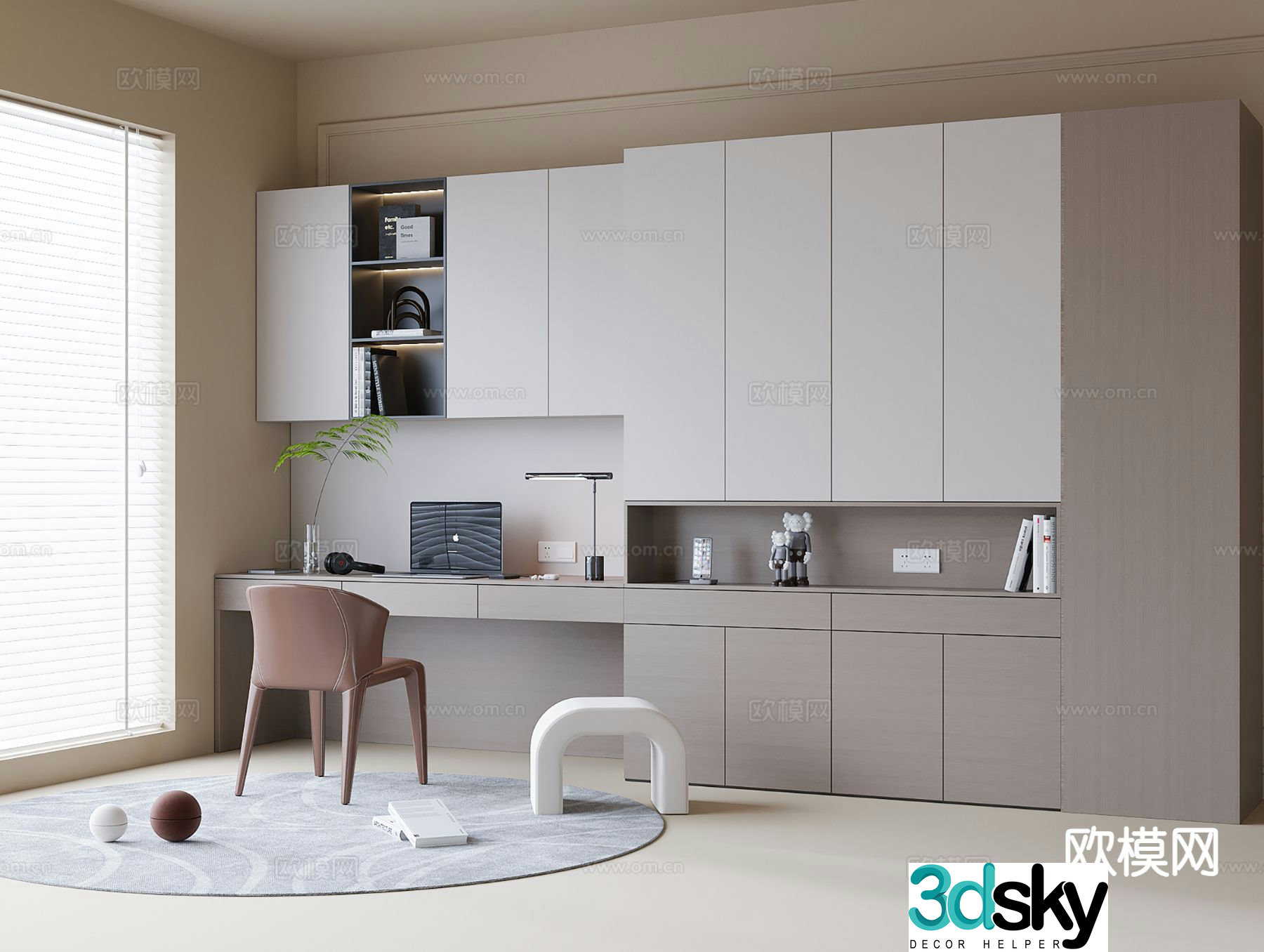 Modern custom desk 3d model