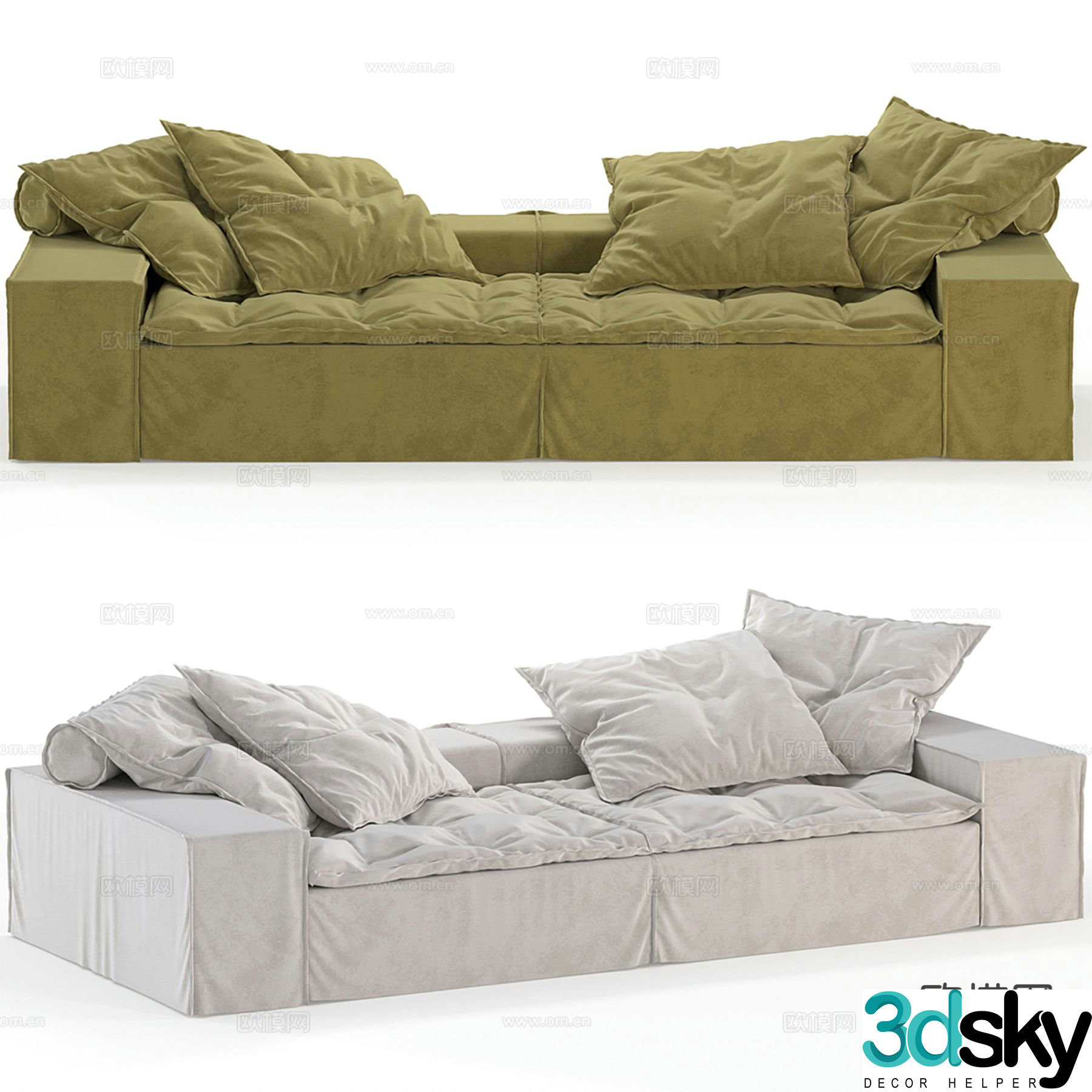 Modern upholstered sofa double sofa 3d model