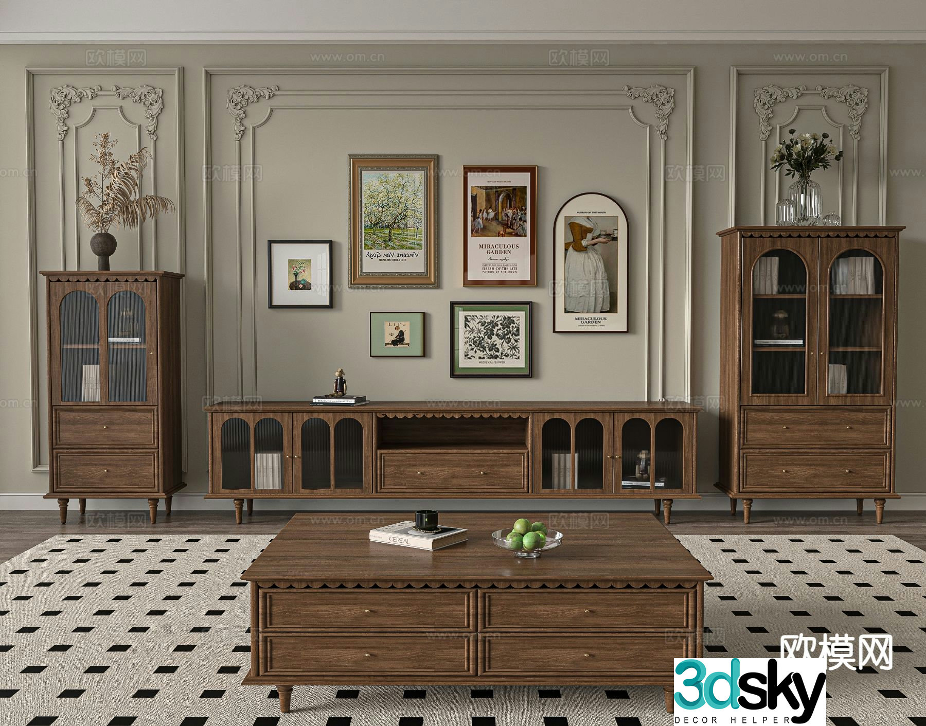 French TV cabinet 3d model