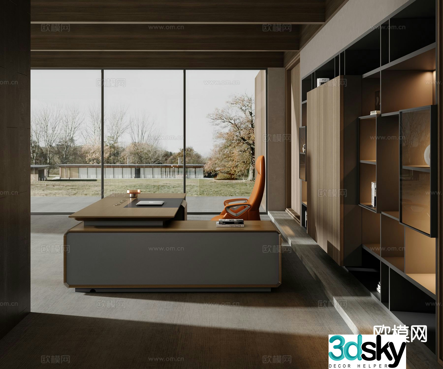 Light luxury executive desk boss desk desk 3d model