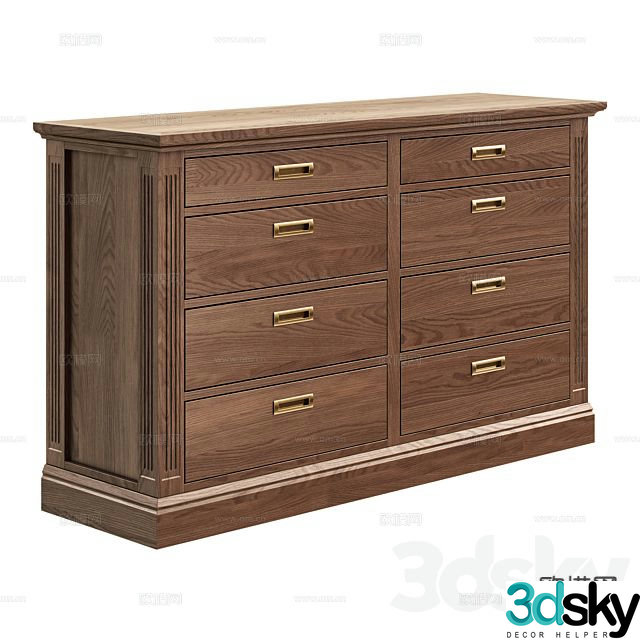 American bedside table 3d model