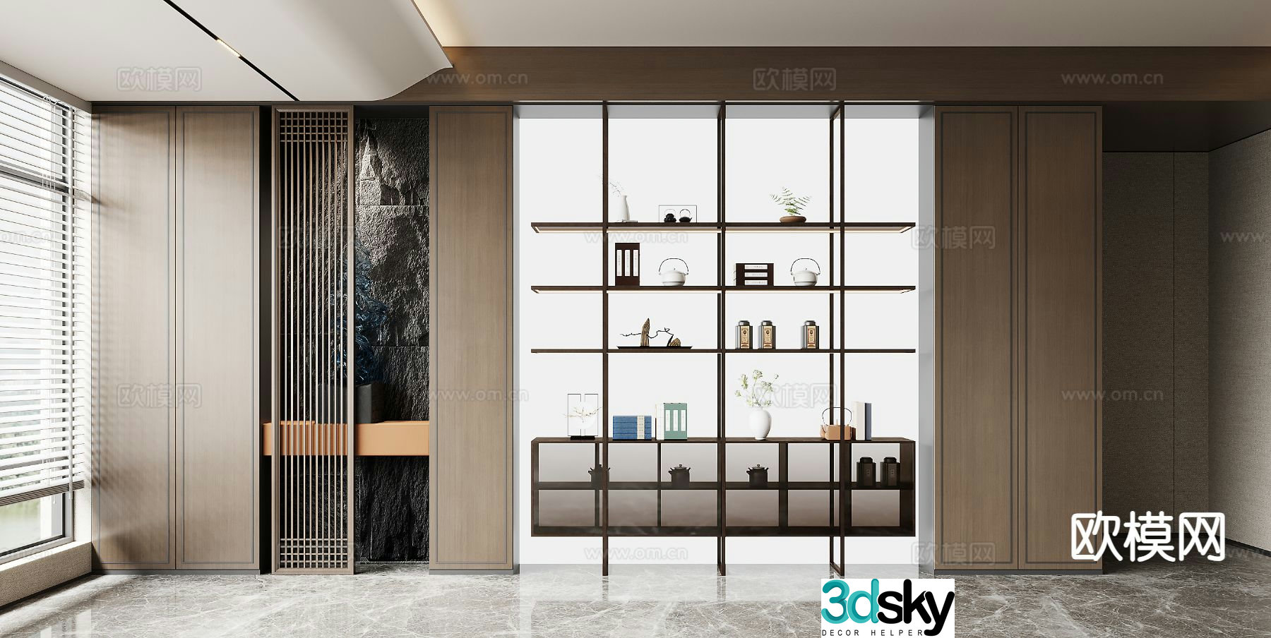 New Chinese tea cabinet tea rack 3D model
