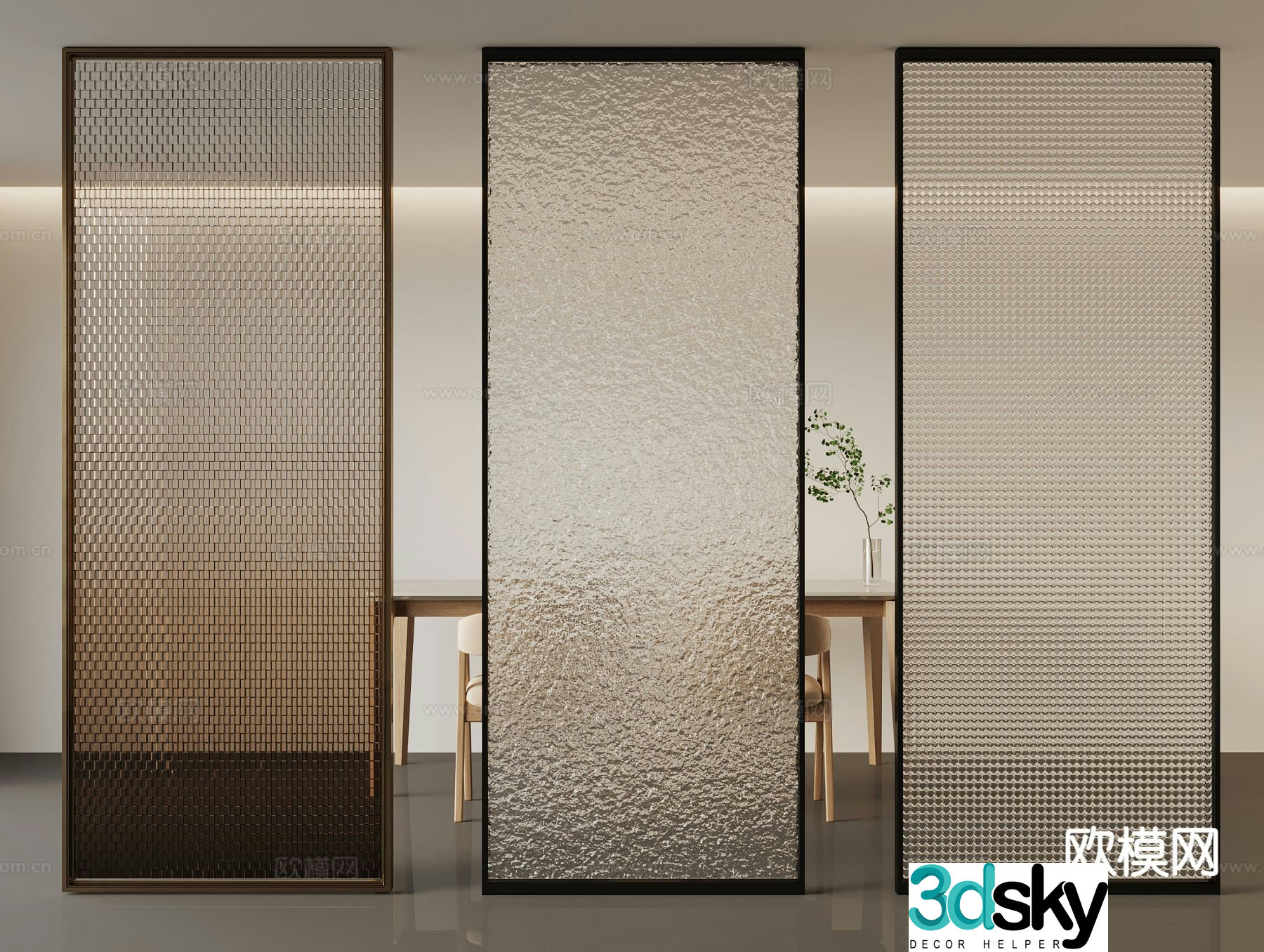Modern glass partition 3d model