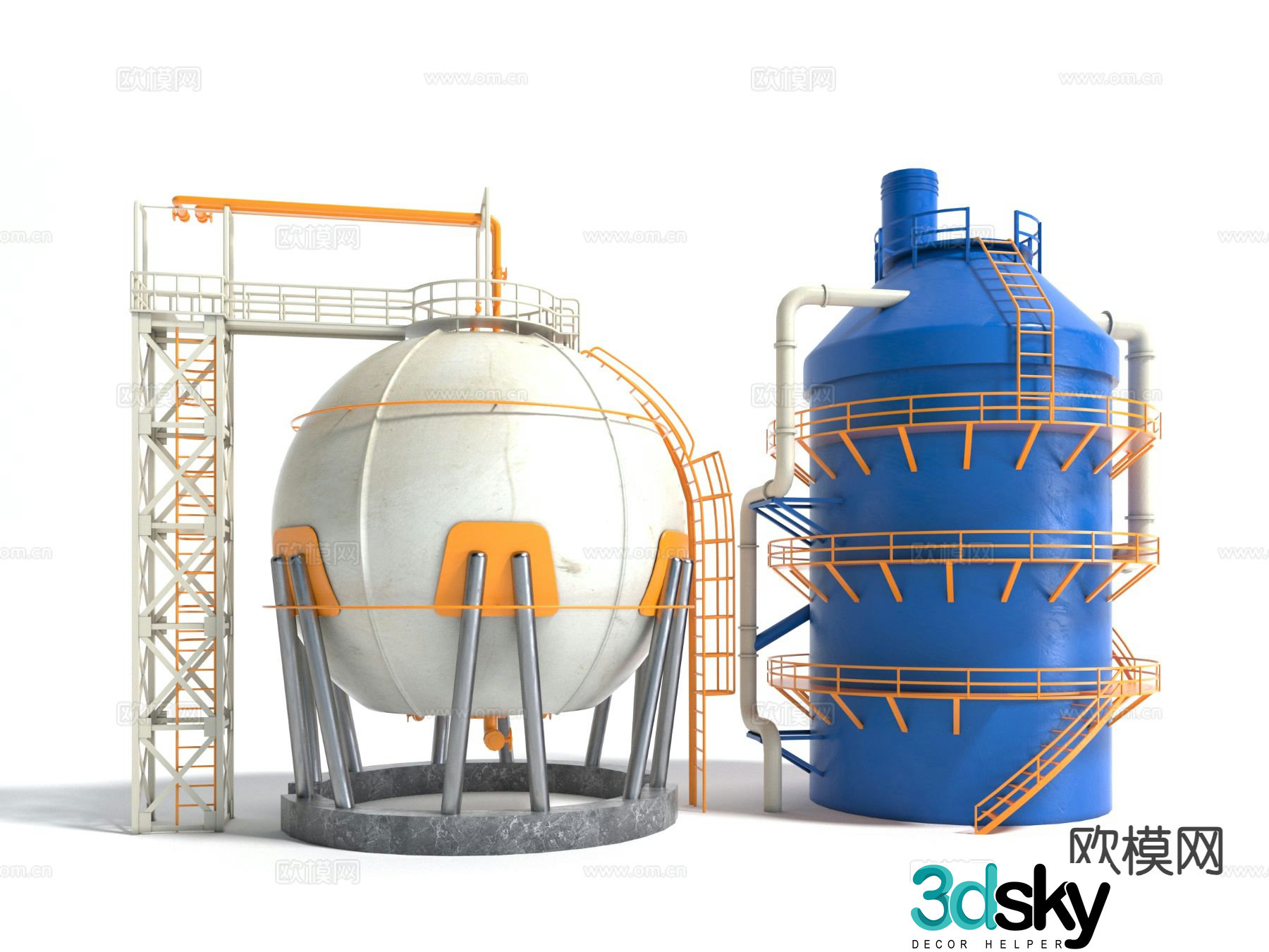 Industrial equipment drying tower 3d model