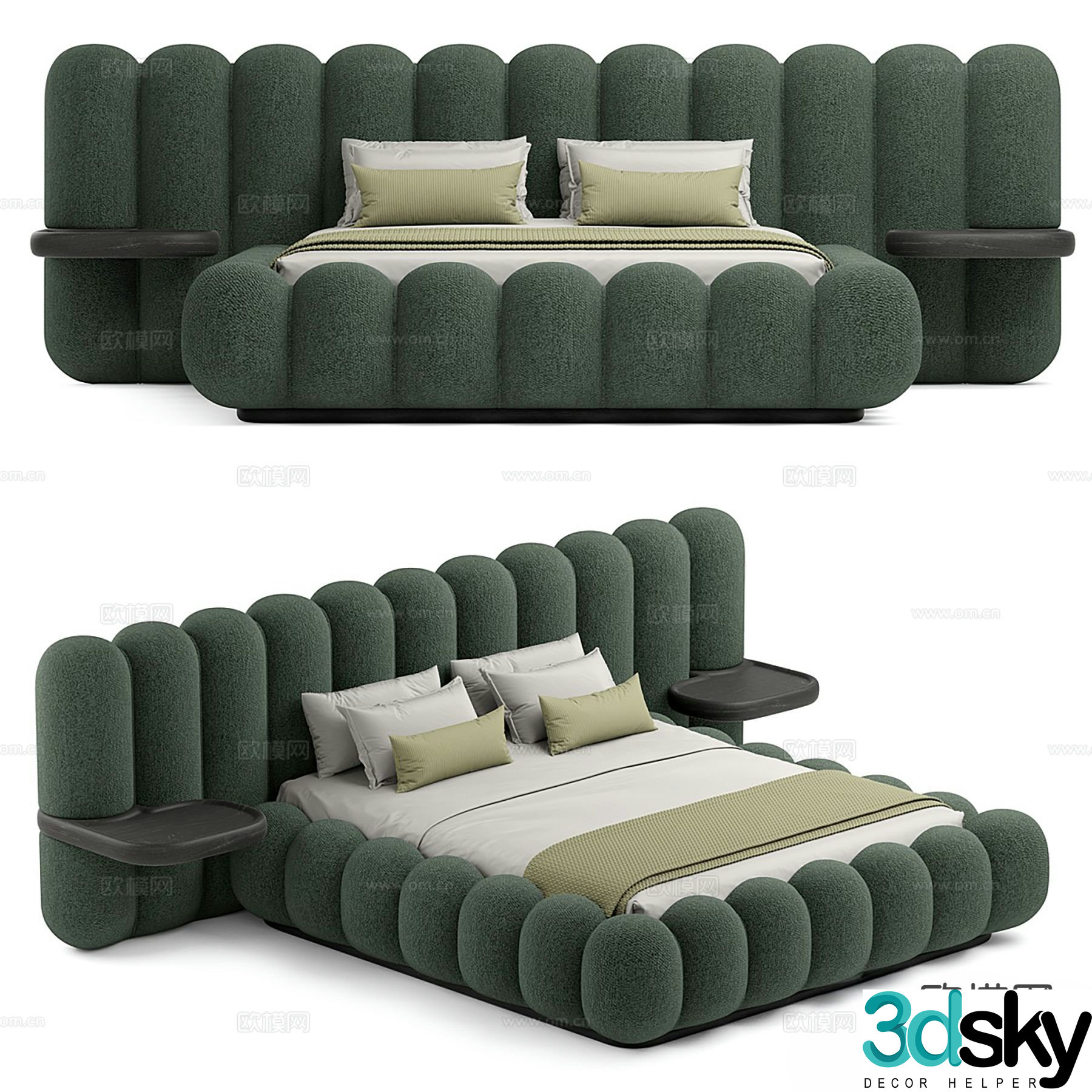 Modern double bed 3d model