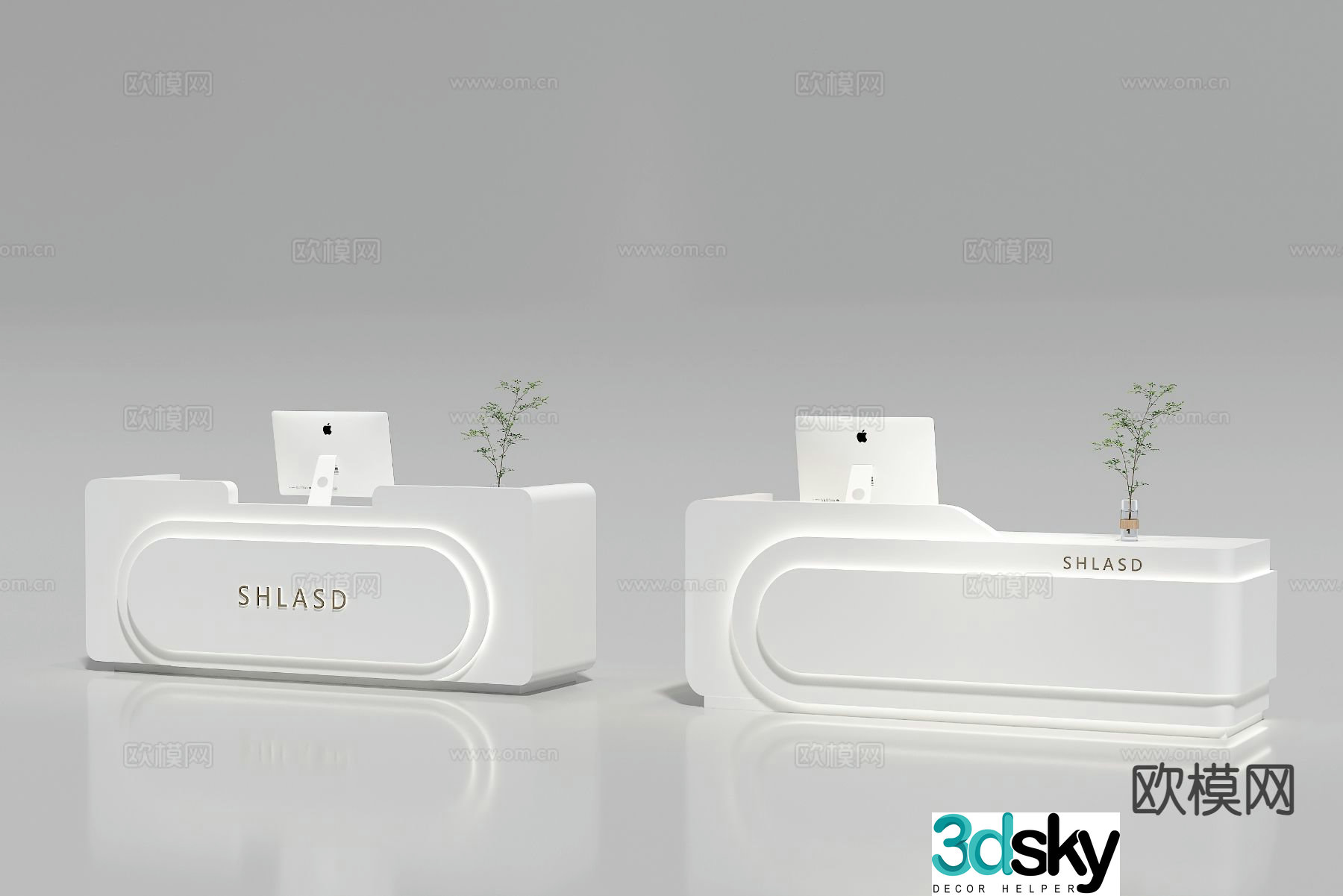 Simple front desk reception desk 3d model