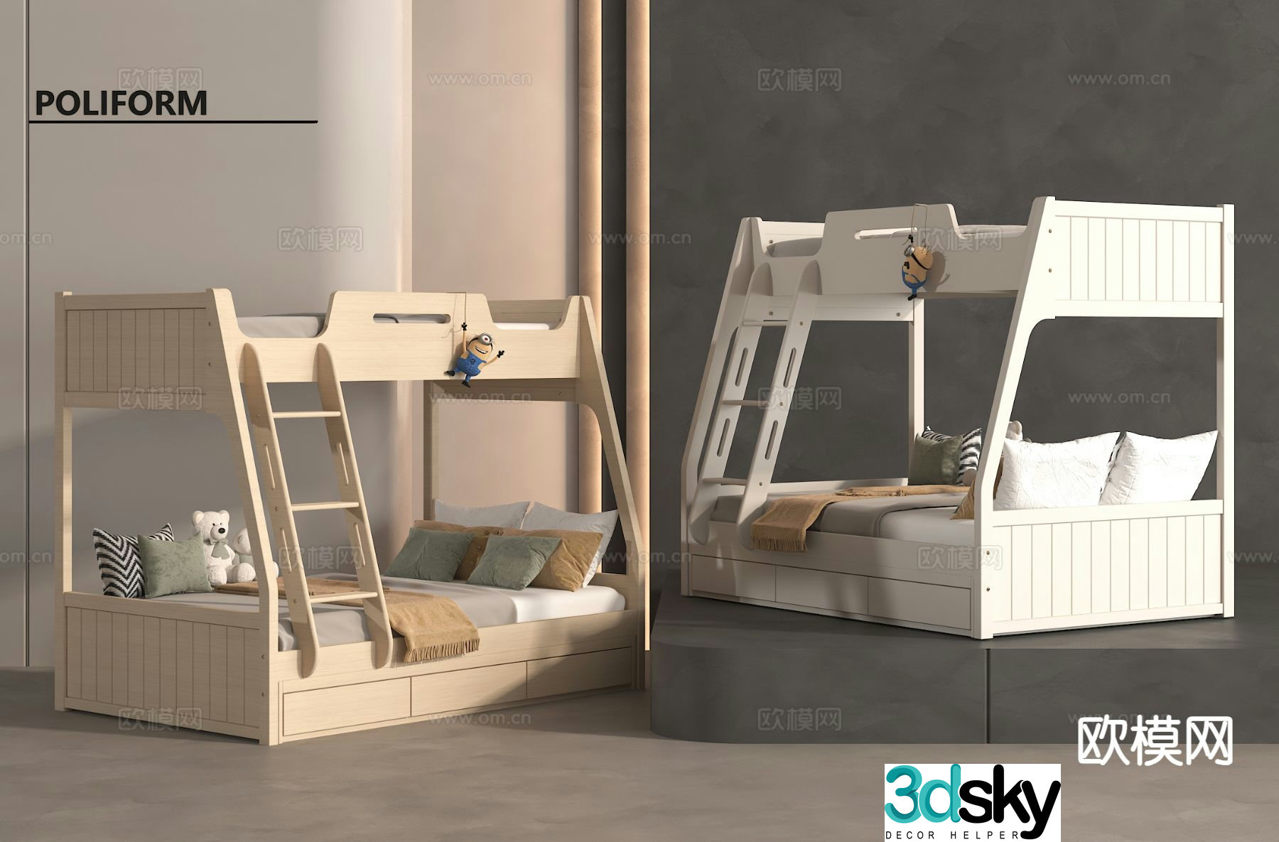 Children’s bed bunk bed bunk bed 3d model
