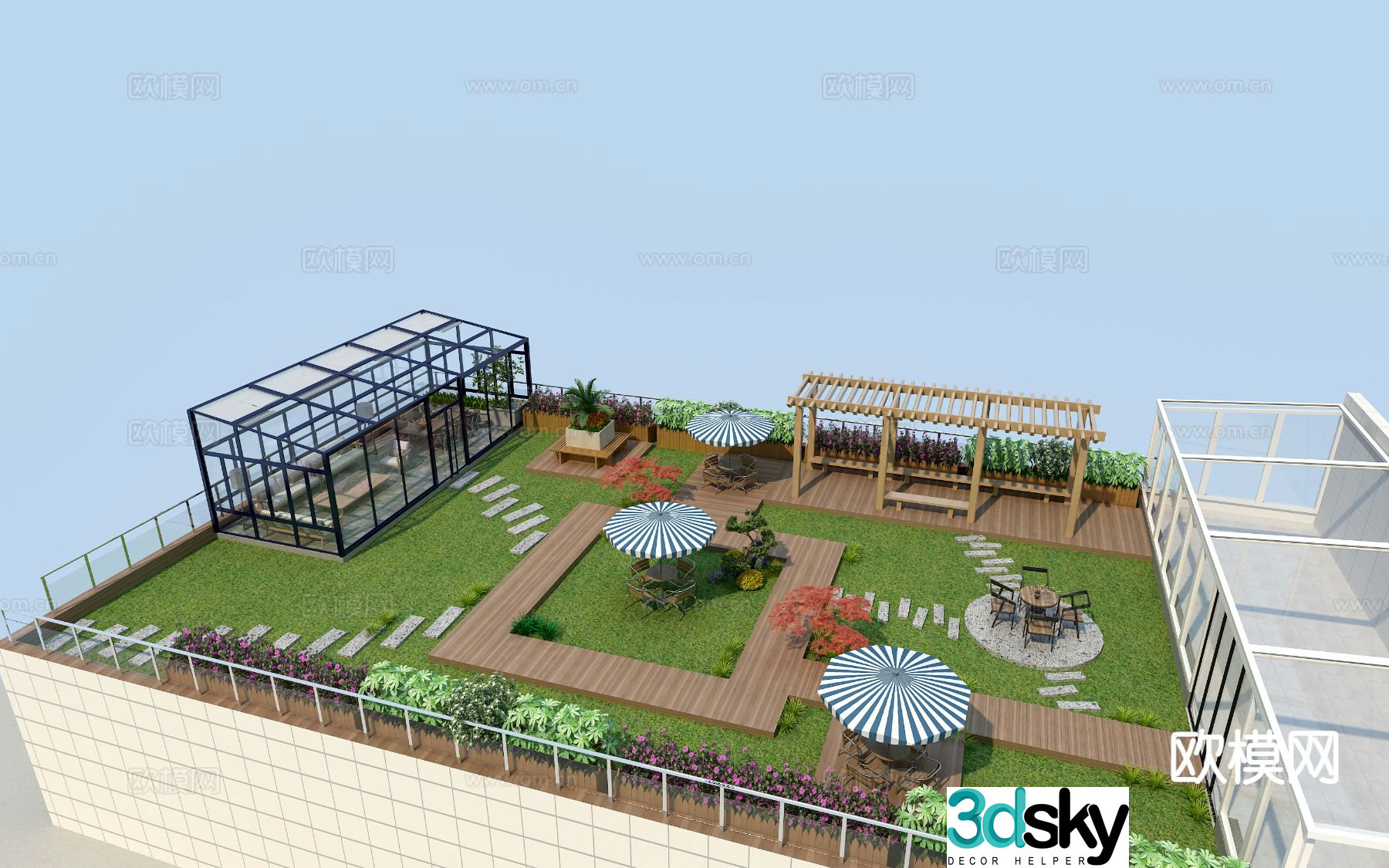 Villa garden courtyard landscape 3d model