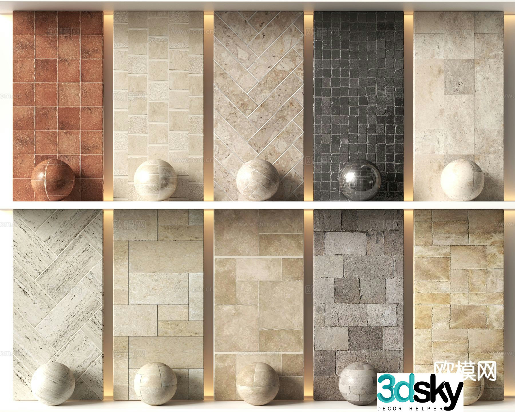 Modern antique tiles Floor tiles 3d model