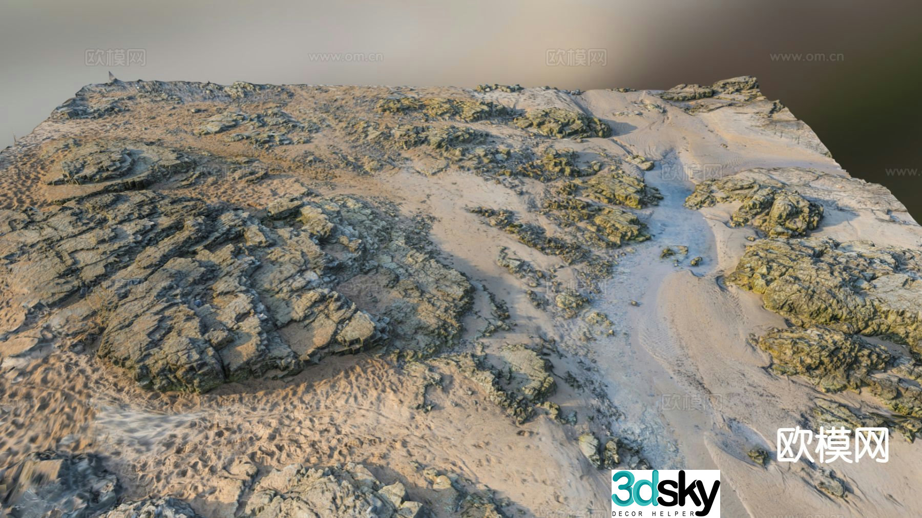 beach rocks terrain 3d model