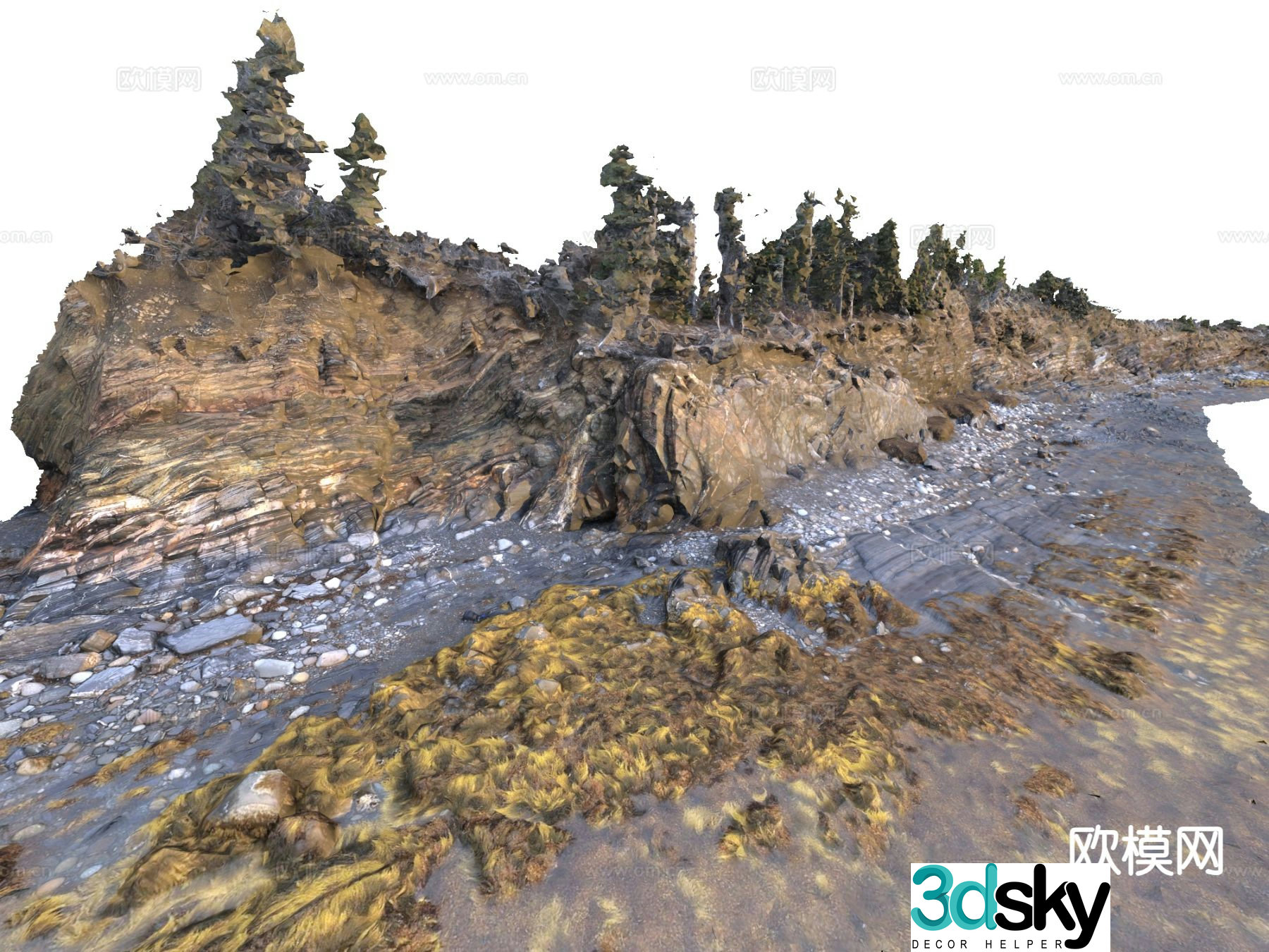 beach rocks terrain 3d model