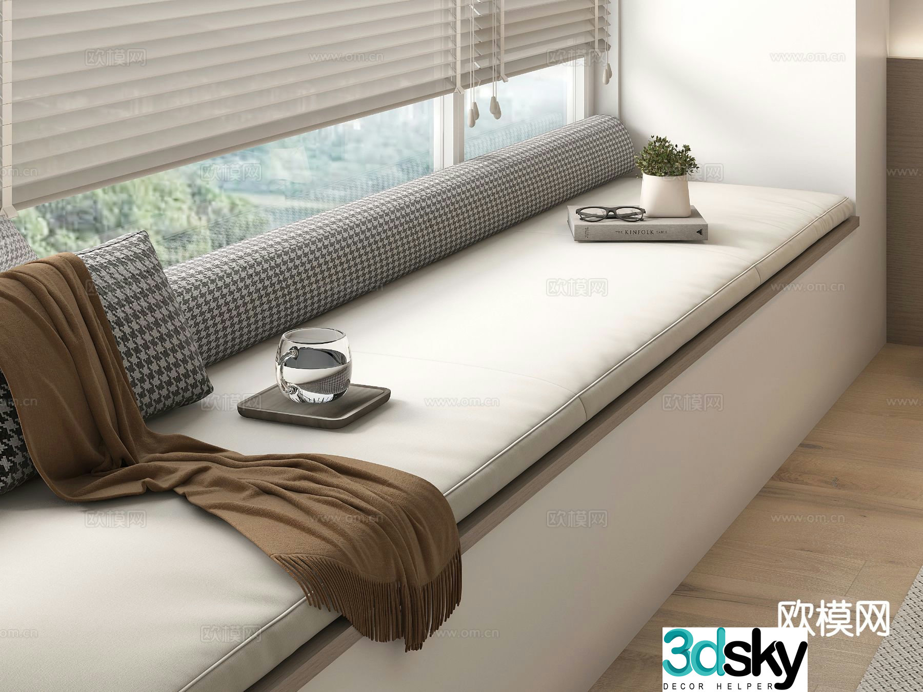Modern bay window card seat sofa 3D model