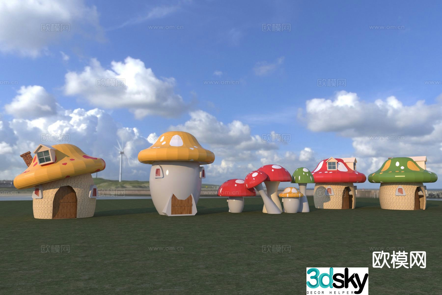 Modern mushroom tree house mushroom sketch 3d model