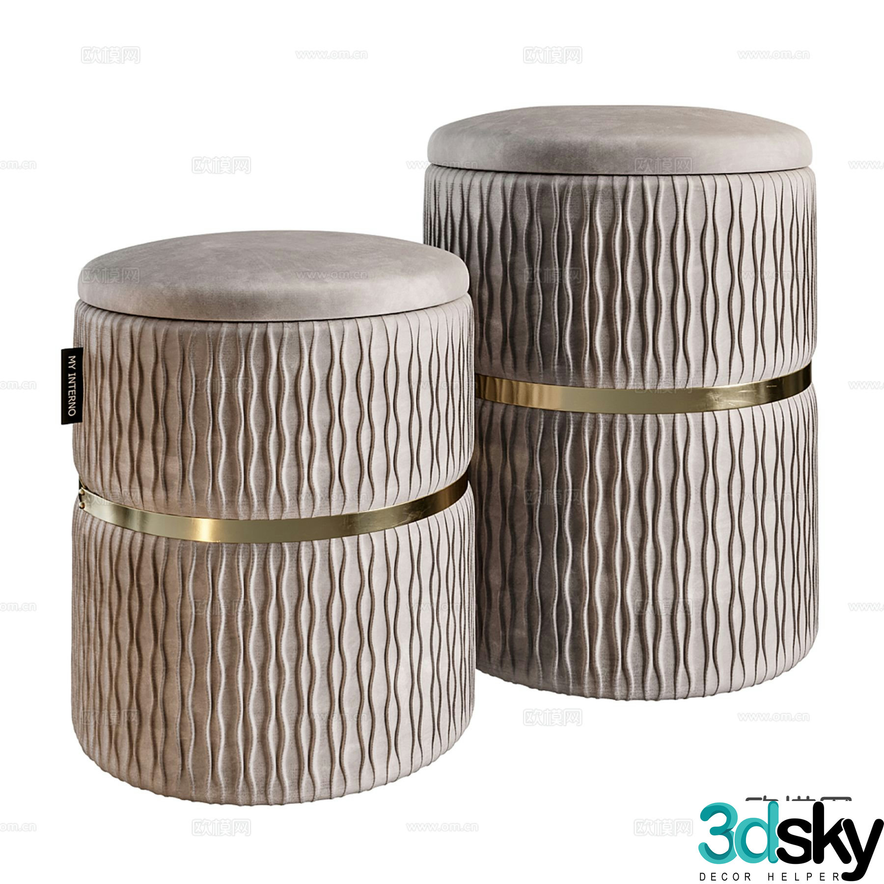 Italian sofa stool dressing stool shoe changing stool 3D model