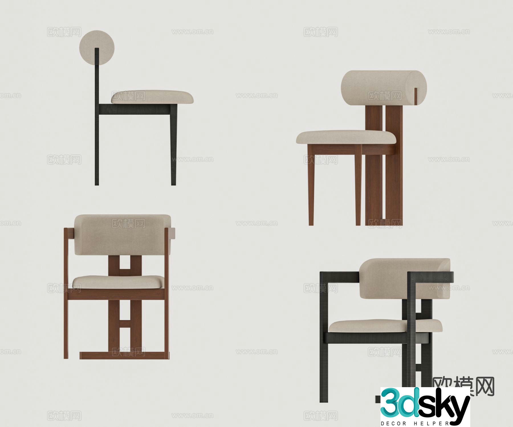 Medieval style chair dining chair 3d model