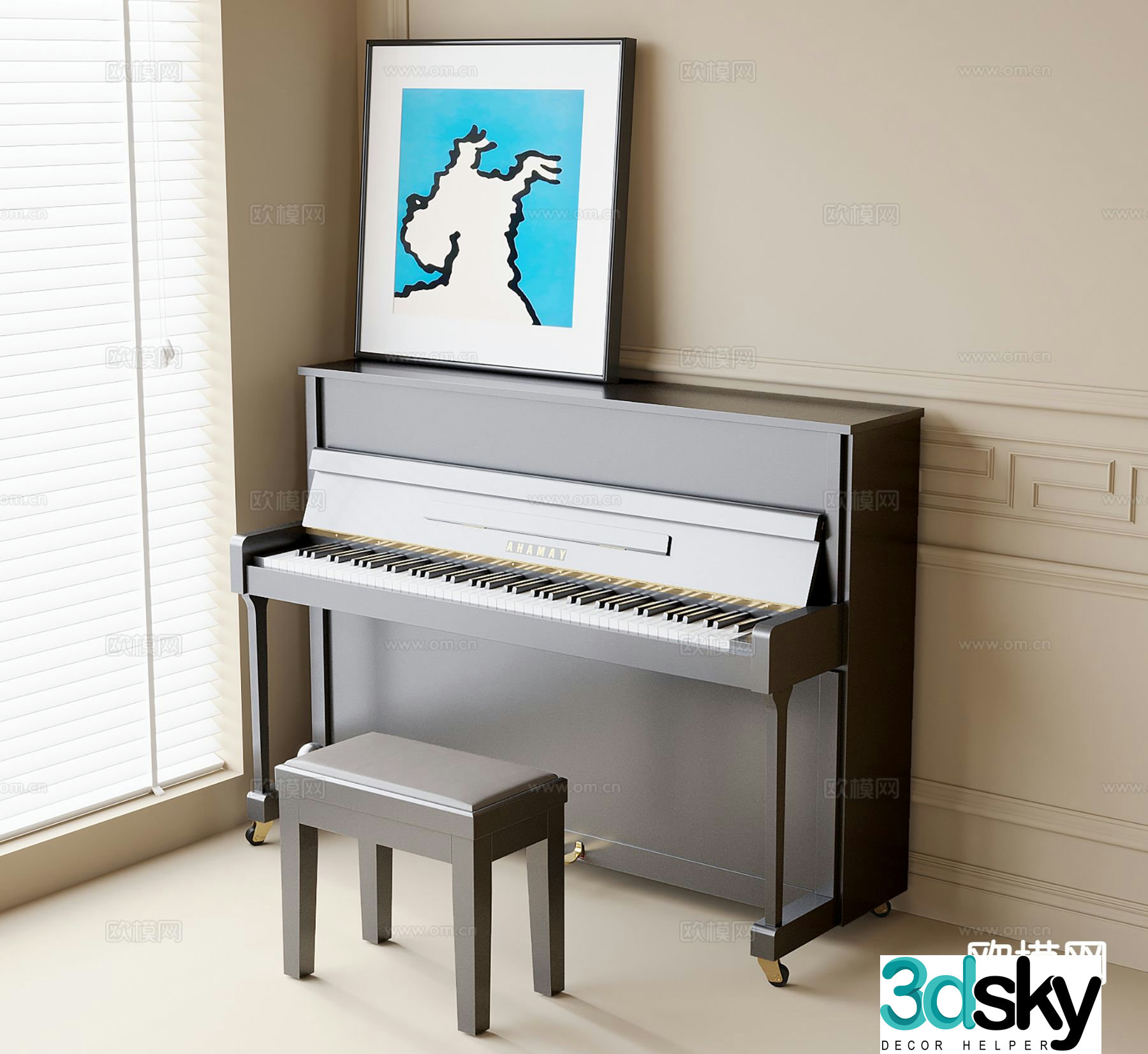 modern piano 3d model