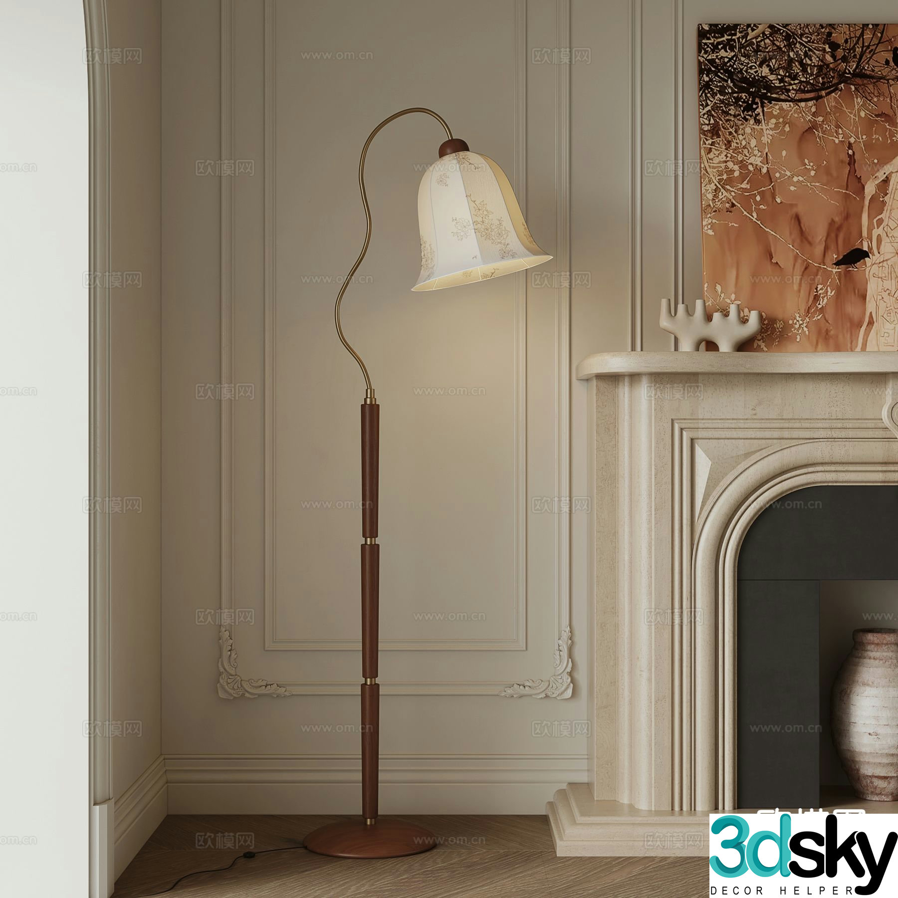 Middle-aged floor lamp 3d model