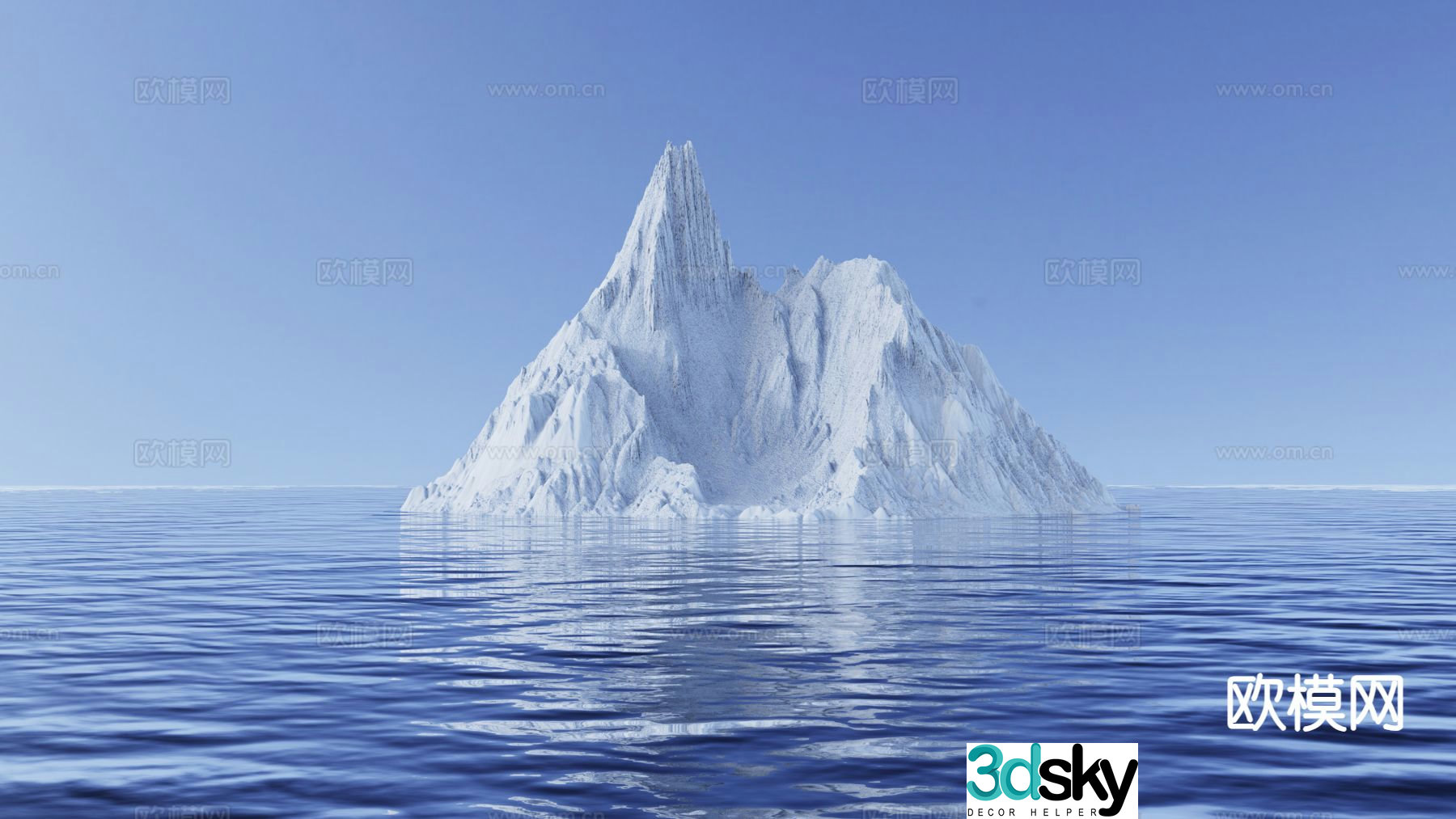 Outdoor scenery snow mountain sea landscape 3d model
