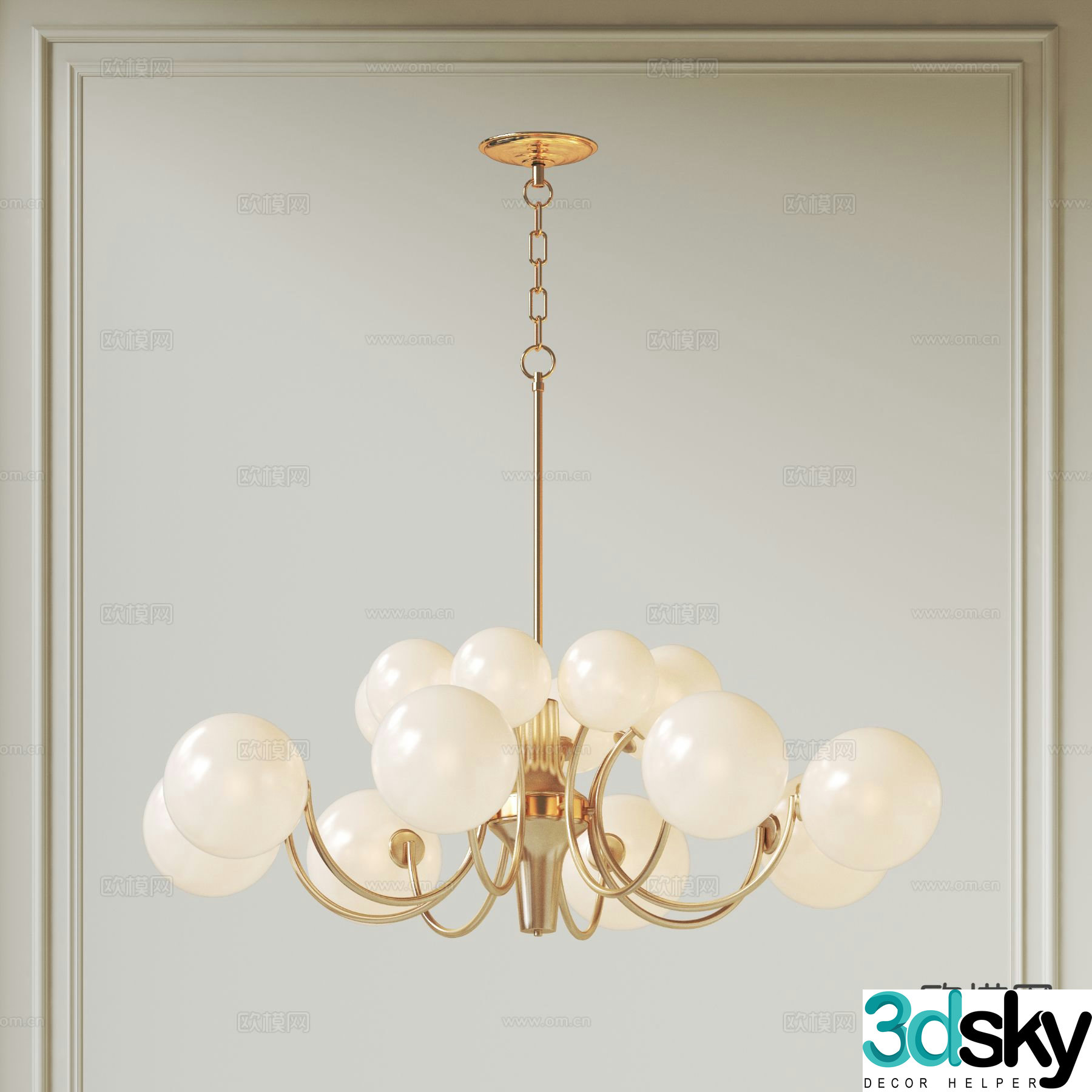 French multi-head chandelier 3d model