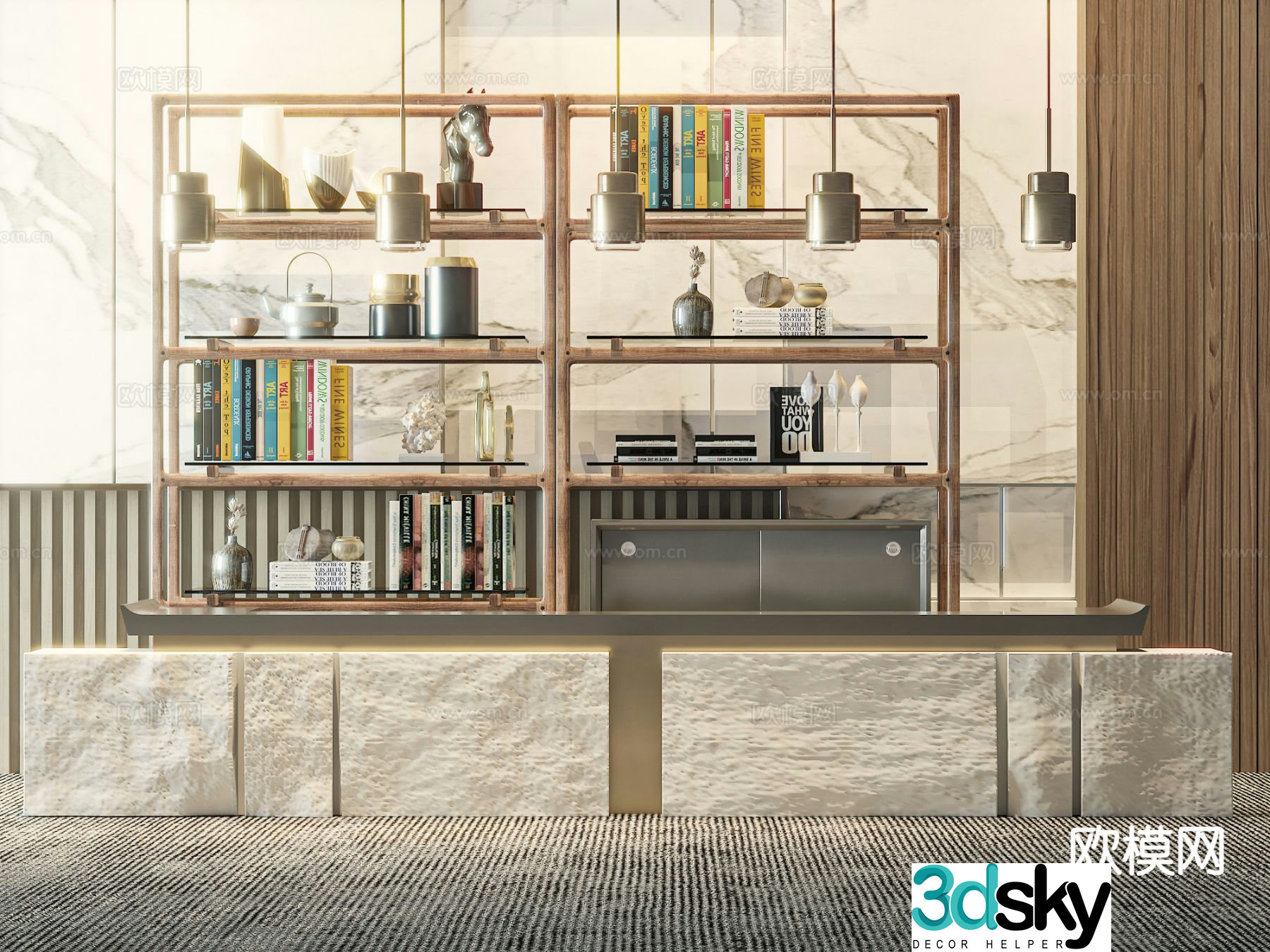 Modern front desk reception desk service desk 3d model