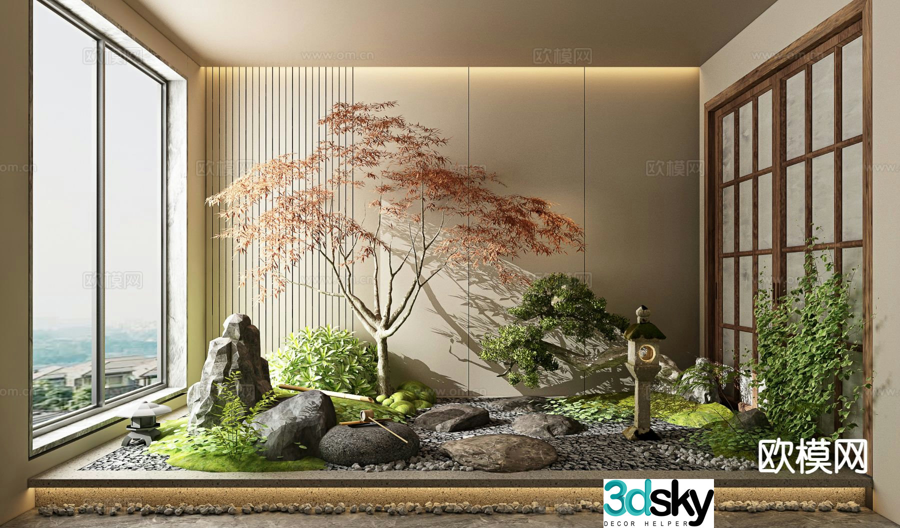 Japanese style landscaping 3d model