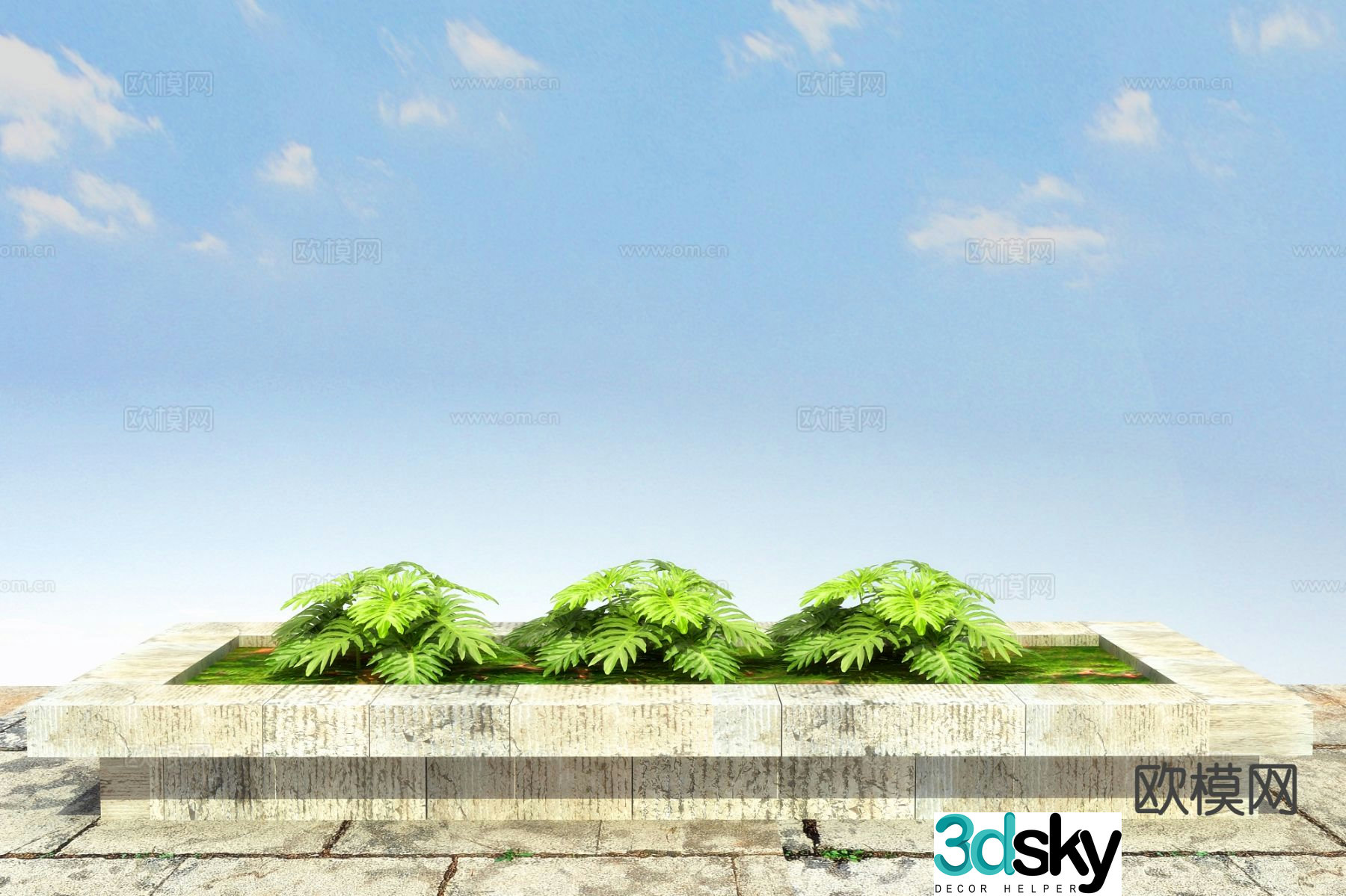 Spring feather flower bed flower tank flower pond 3d model