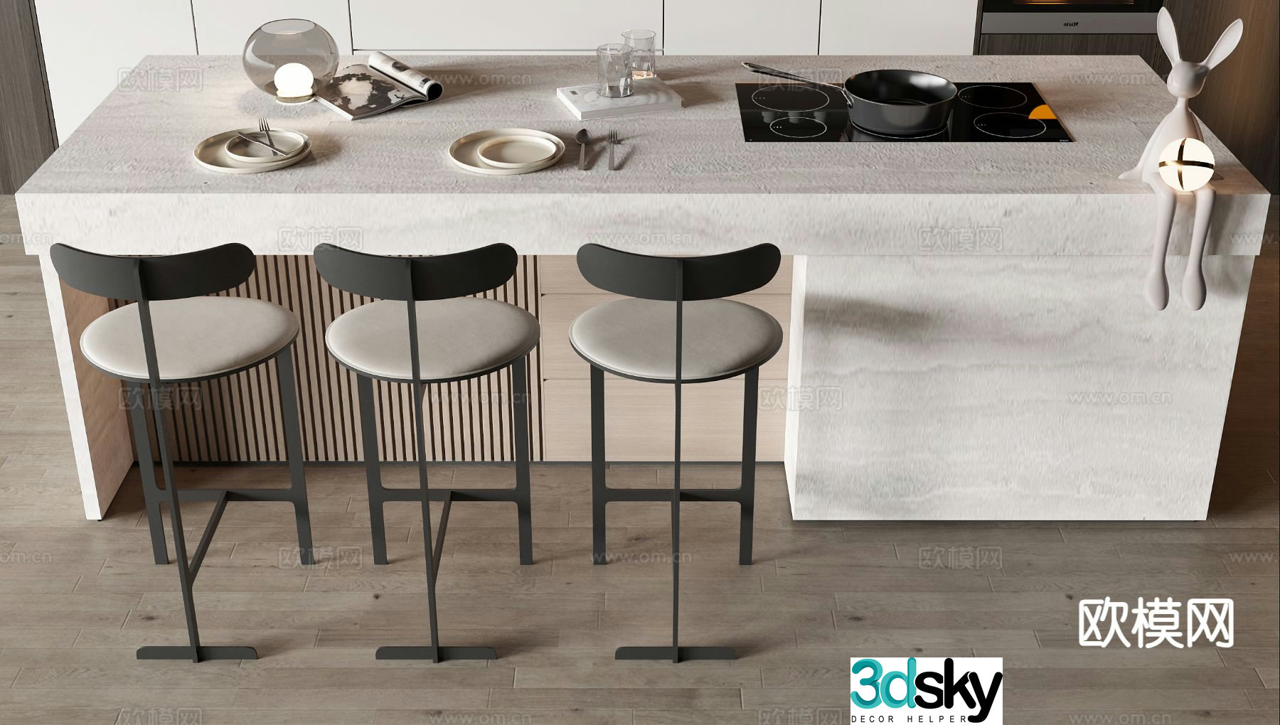 Modern bar bar chair 3d model