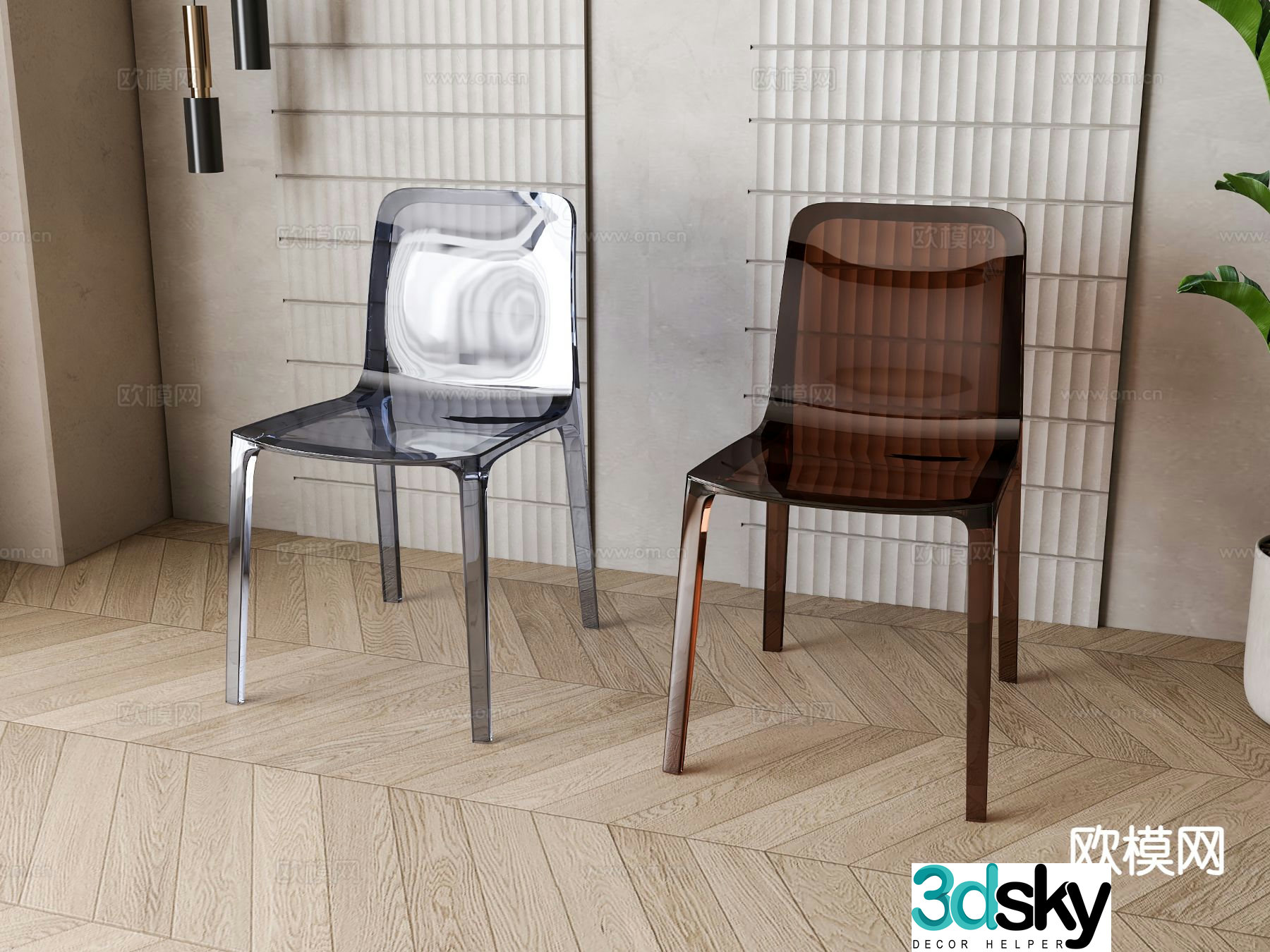 Modern acrylic dining chair 3d model