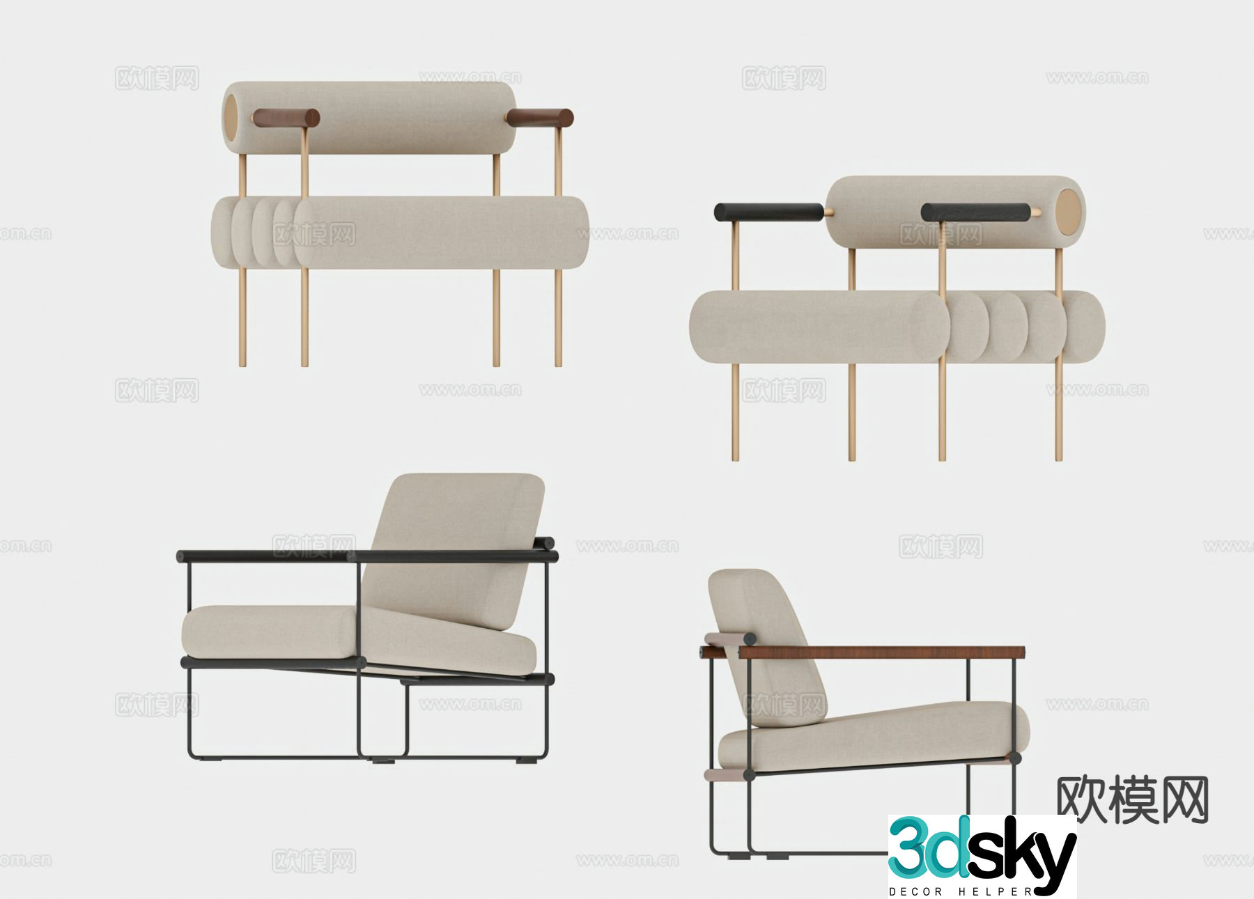Modern sofa chair leisure chair 3d model