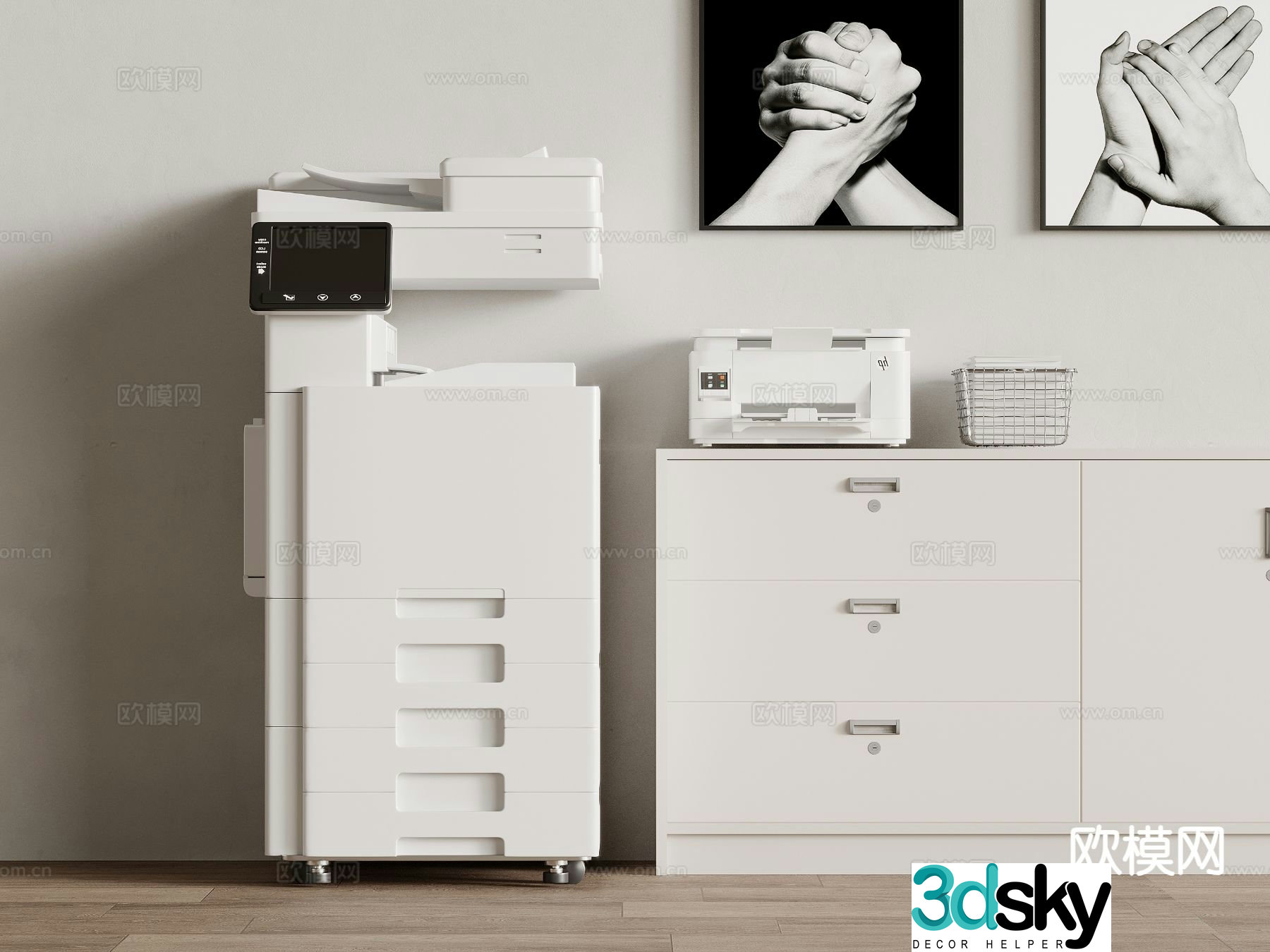 Modern office supplies printer copier 3d model