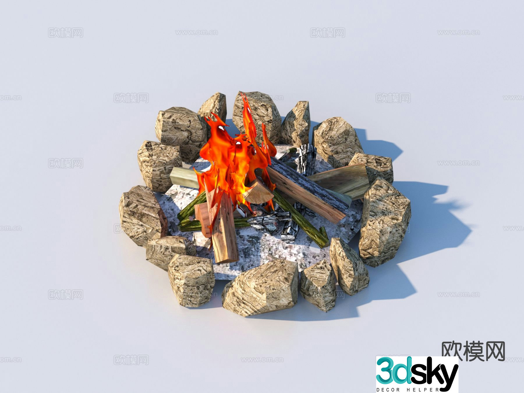 bonfire fire outdoor sketch 3d model