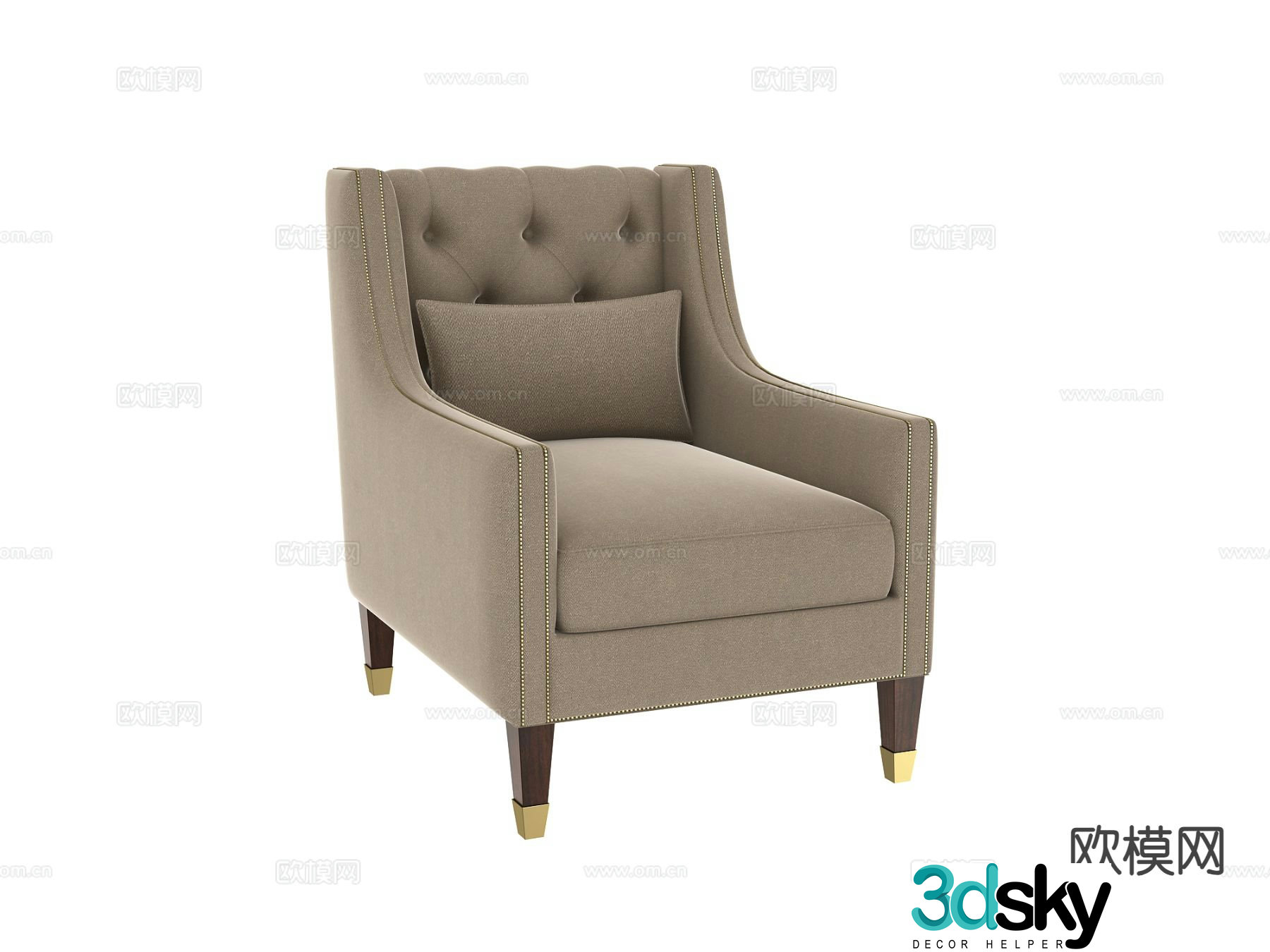 American sofa single sofa 3d model