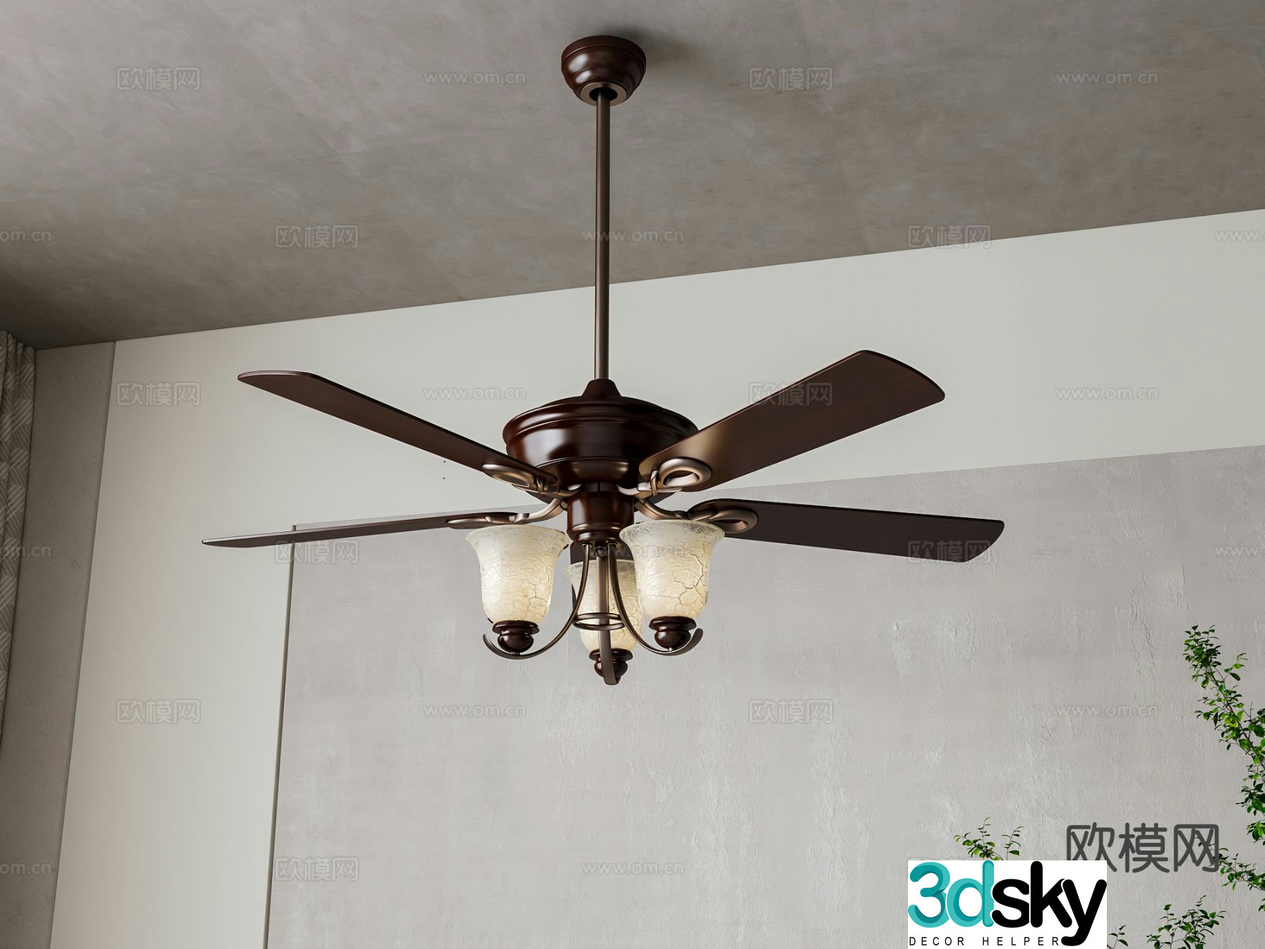American fan light ceiling fan chandelier 3d model